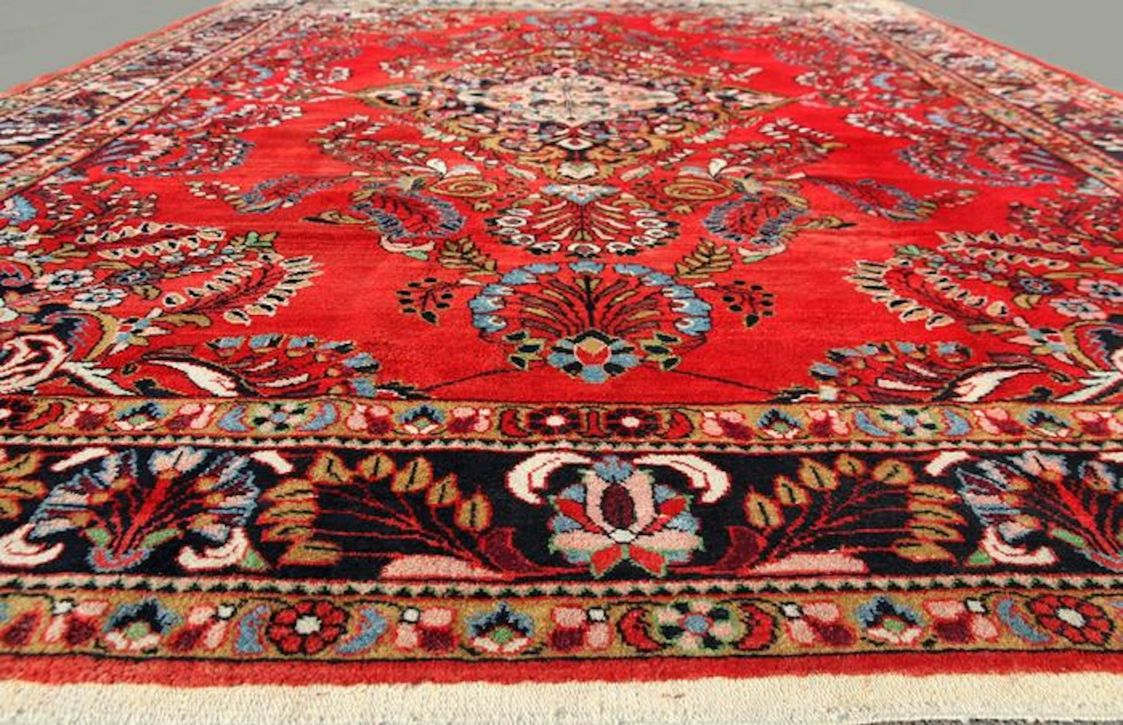 Splendid and very original Persian carpet HAMADAN from IRAN hand knotted, Floral design, 326 X 226 cm, app