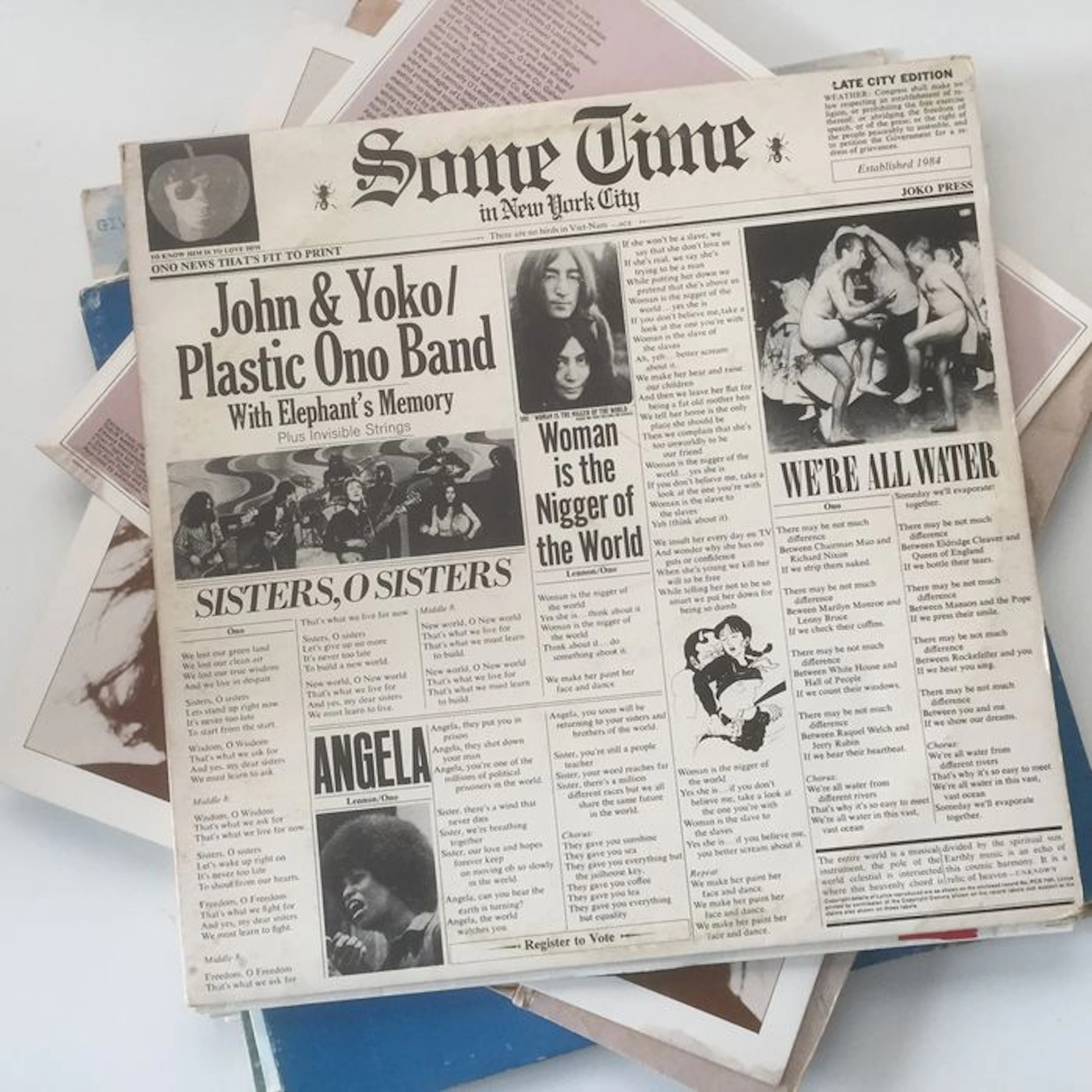 John Lennon, lot of 5 classics LPs: Walls And Bridges, Live Peace In Toronto, Some Time In New York, Shaved Fish, Plastic Ono Band