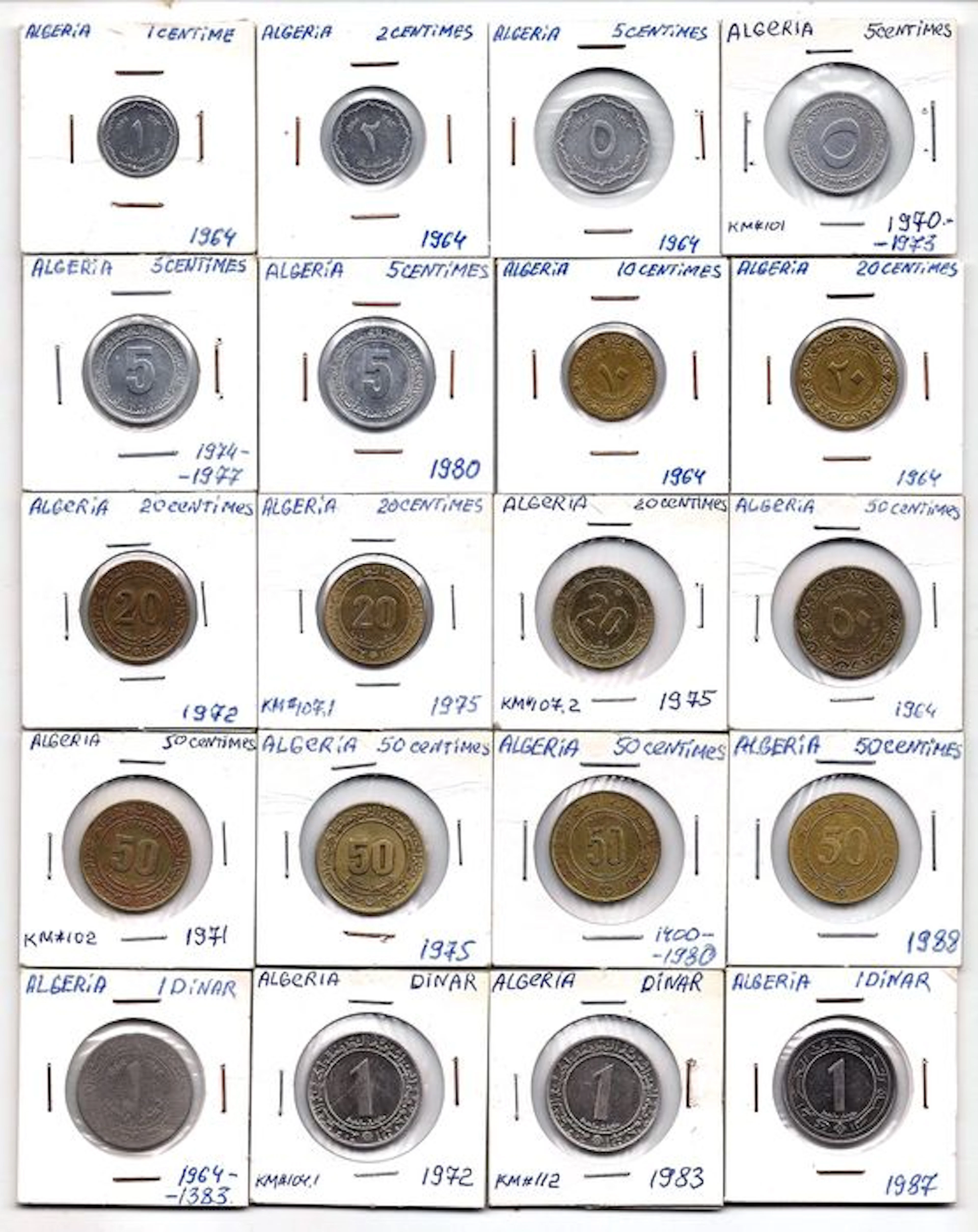 Algeria, Botswana, Central African States, Egypt - 105 different coins 1901/2008 (incl. silver)