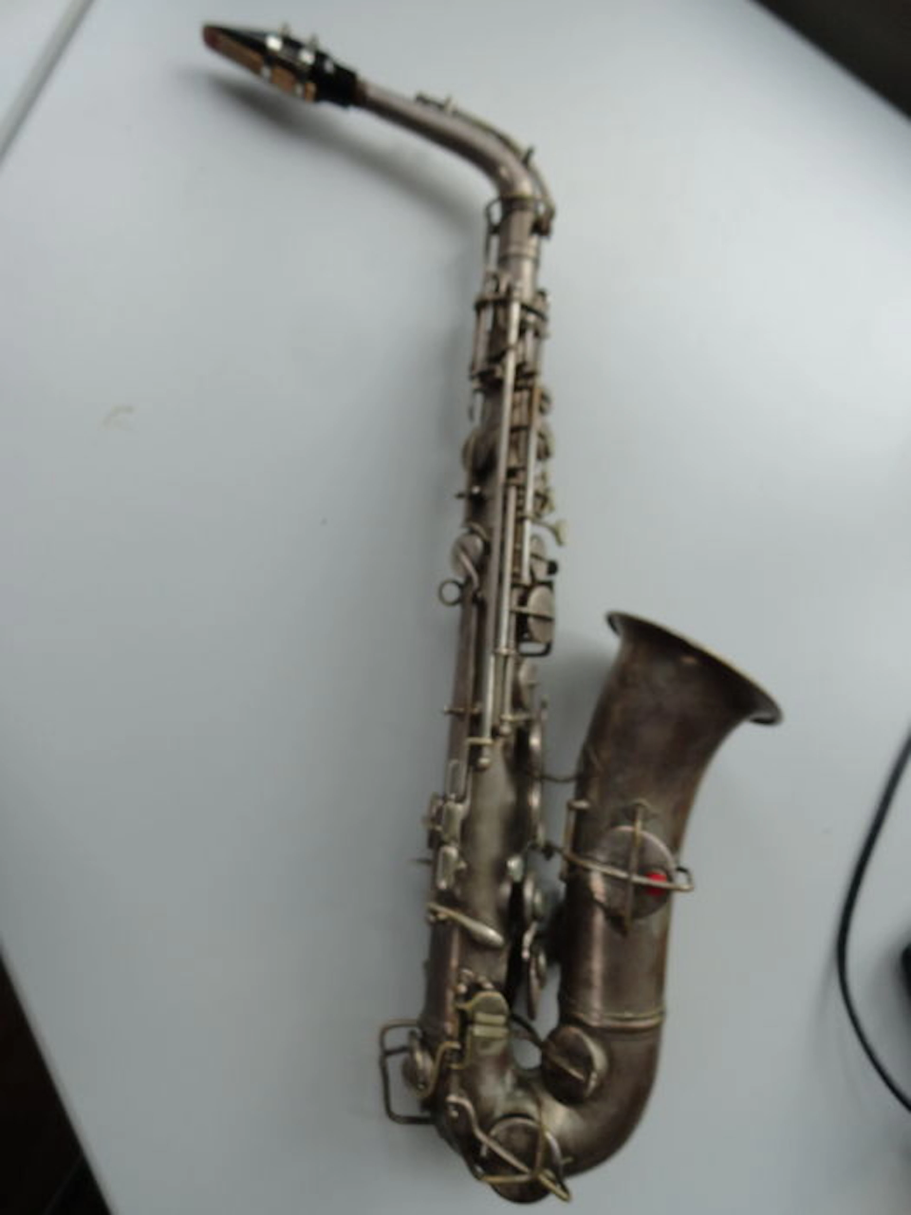 Old antique Saxophone The Indiana Elkhart IND. USA presumably between 1920 - 1930 in original box