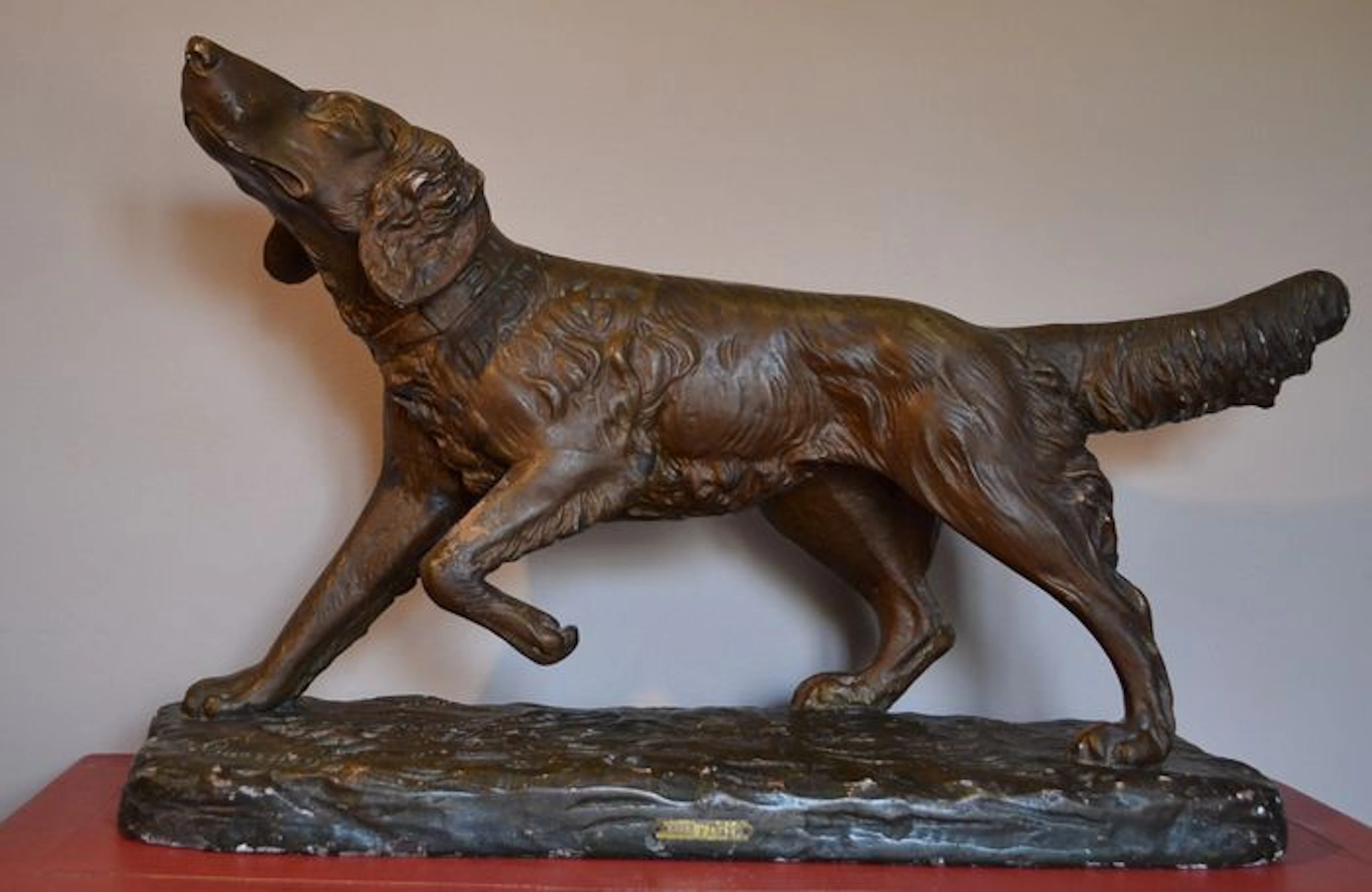 Ottorino Guerrieri (1907 - ?) - Poiner dog in patinated bronze plaster - Italy - 1940