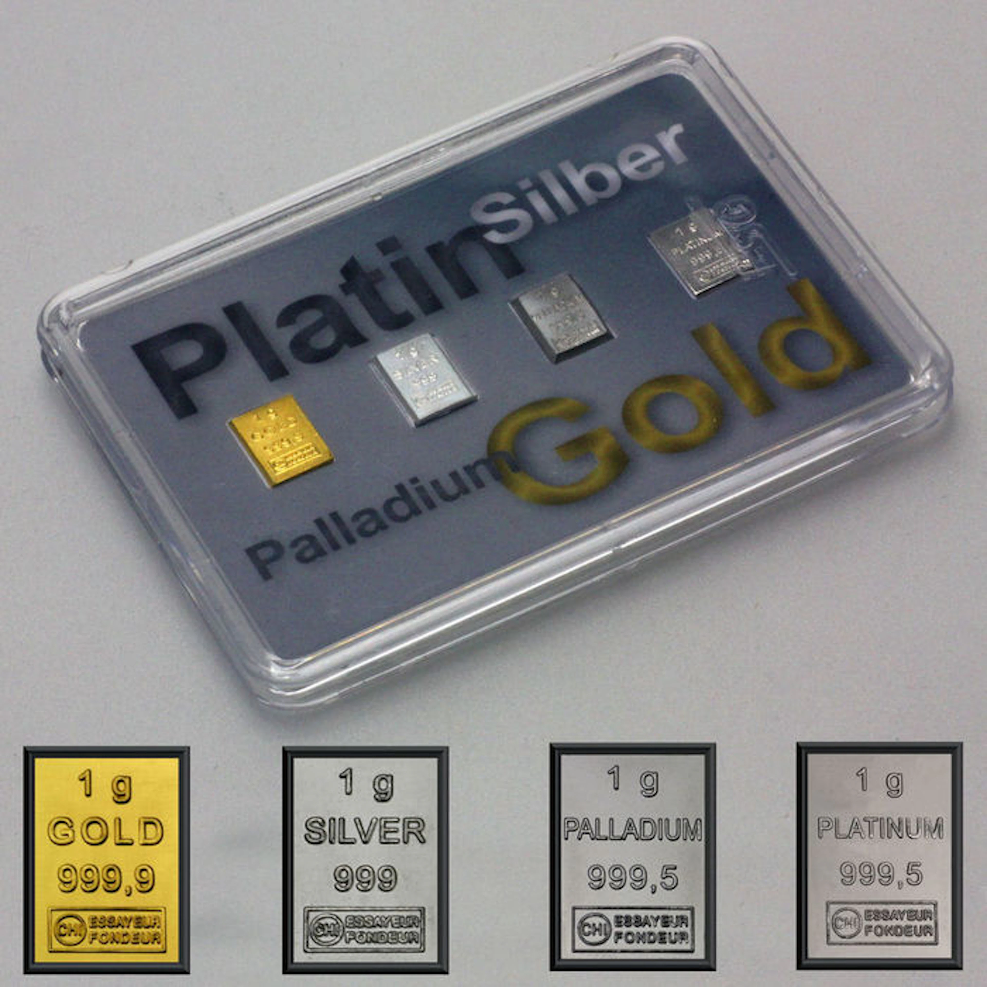 Quattro Preziosi 1 gram 999 gold each - 1 gram 999 platin - 1 gram 999 palladium + 1 gram 999 silver