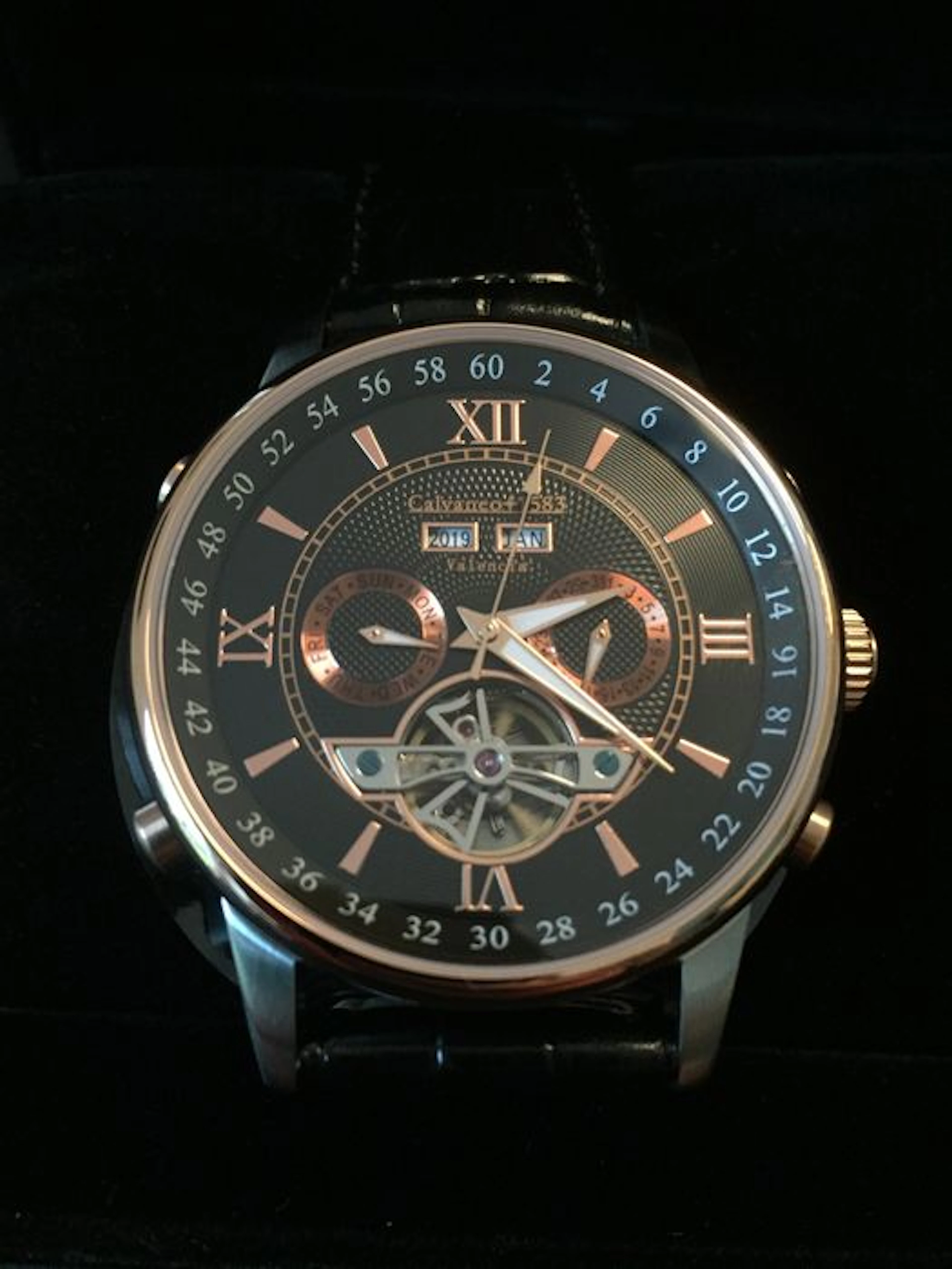 Calvaneo 1583 Valencia Rose gold and platinum plated - men's wristwatch -