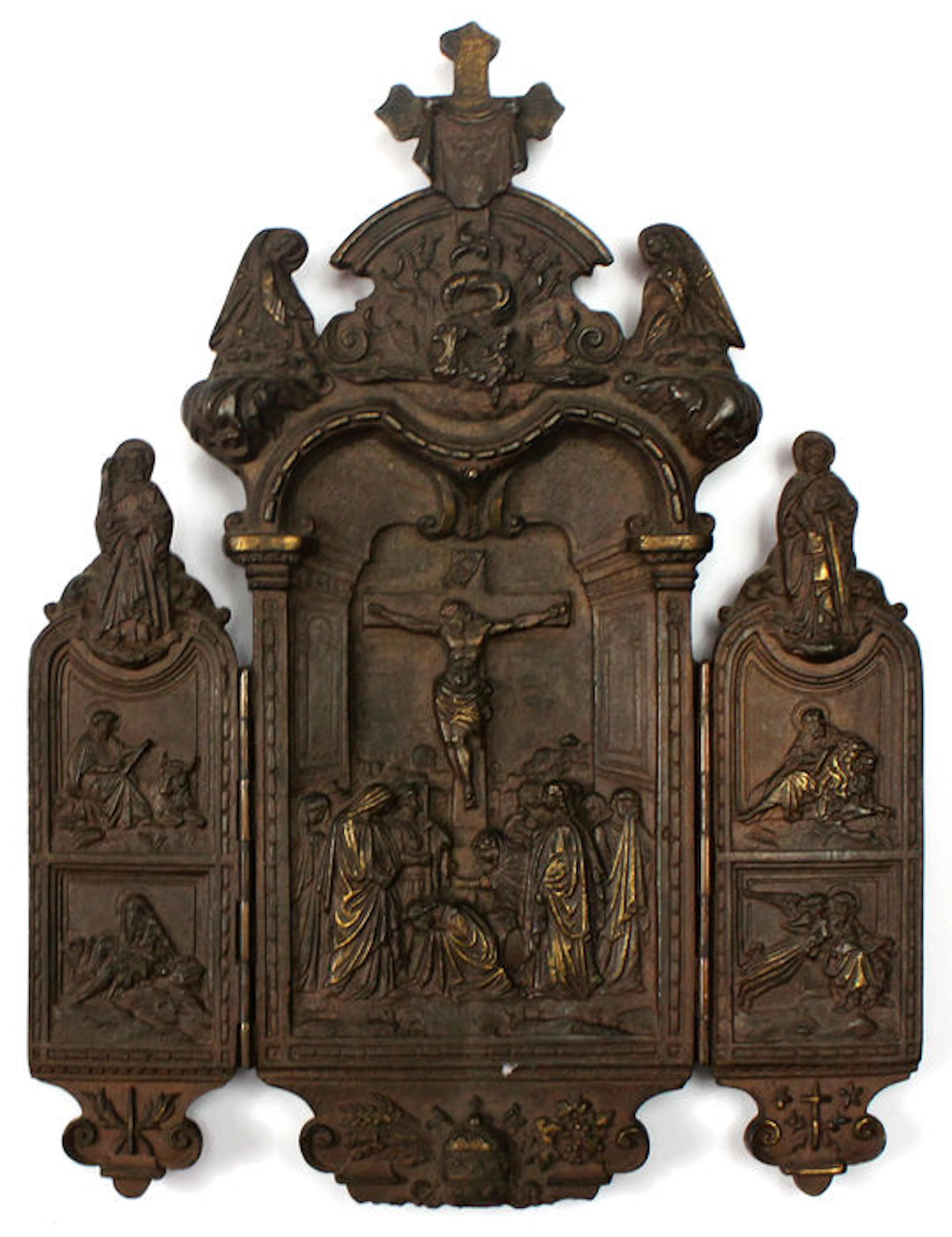Patinated cast steel - Small metal altar - 20th century