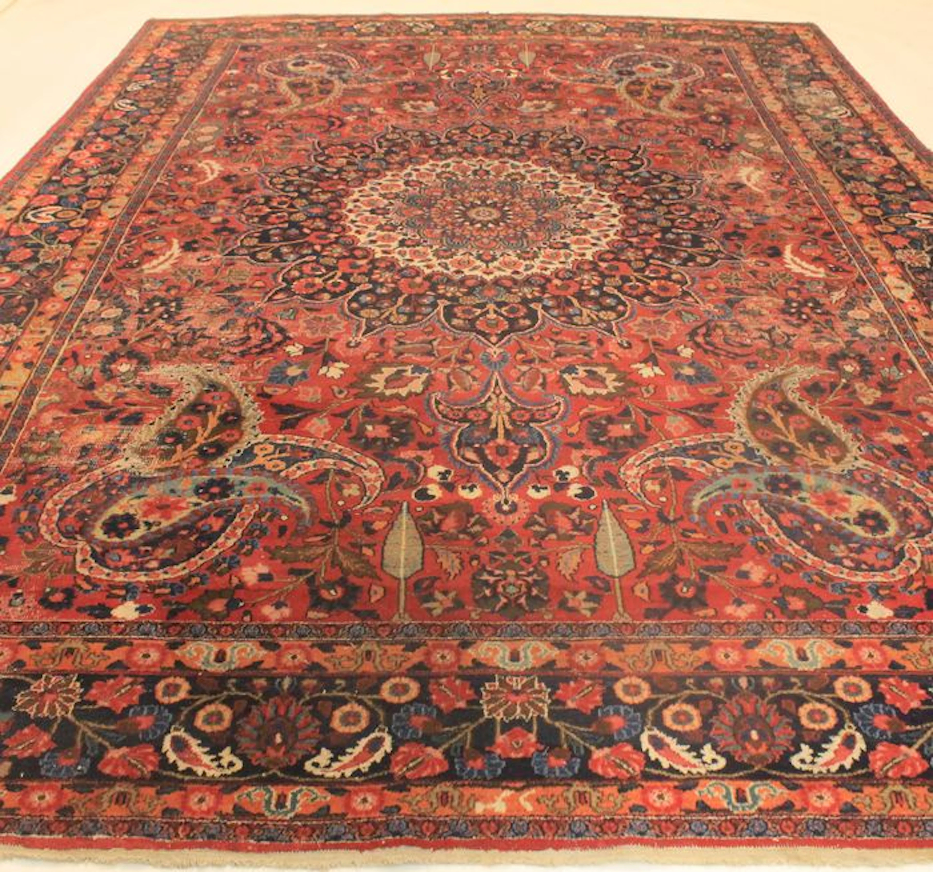 Perser Palast Teppich Alter Semi Antiker Mesched Vintage 290X400cm Made in Iran um 1930