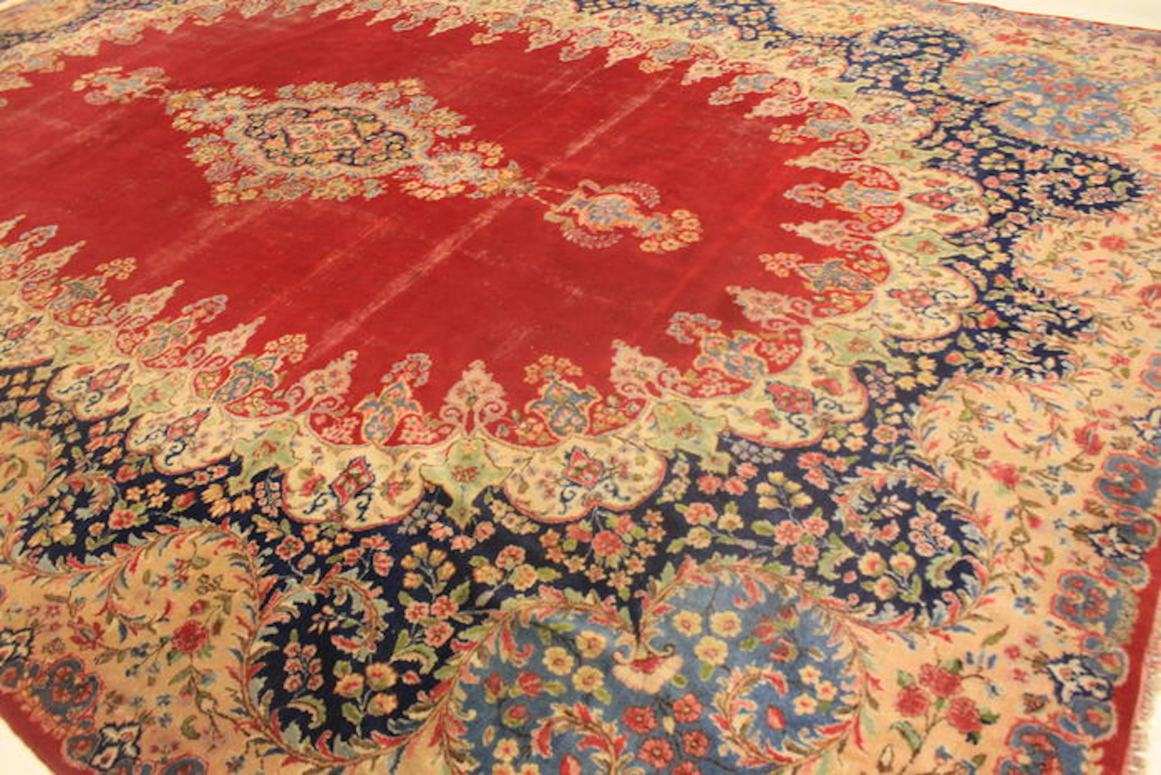 Semi Antiker Vintage Handgeknüpfter Perser Palast Teppich Kirman Lawer 340X500cm Made in Iran um 1930