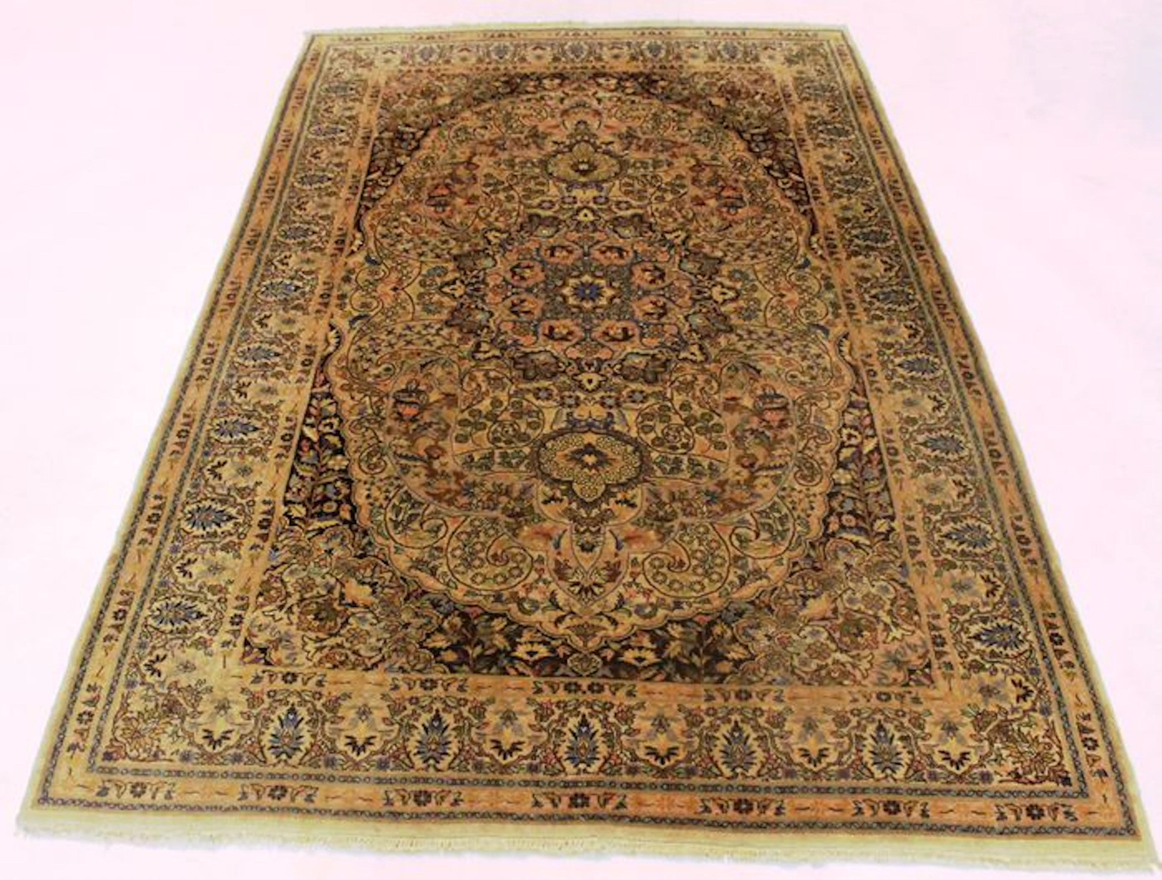 Schöner Handgeknüpfter Orientteppich Paki Ghom 142X225cm Korkwolle Made in Pakistan