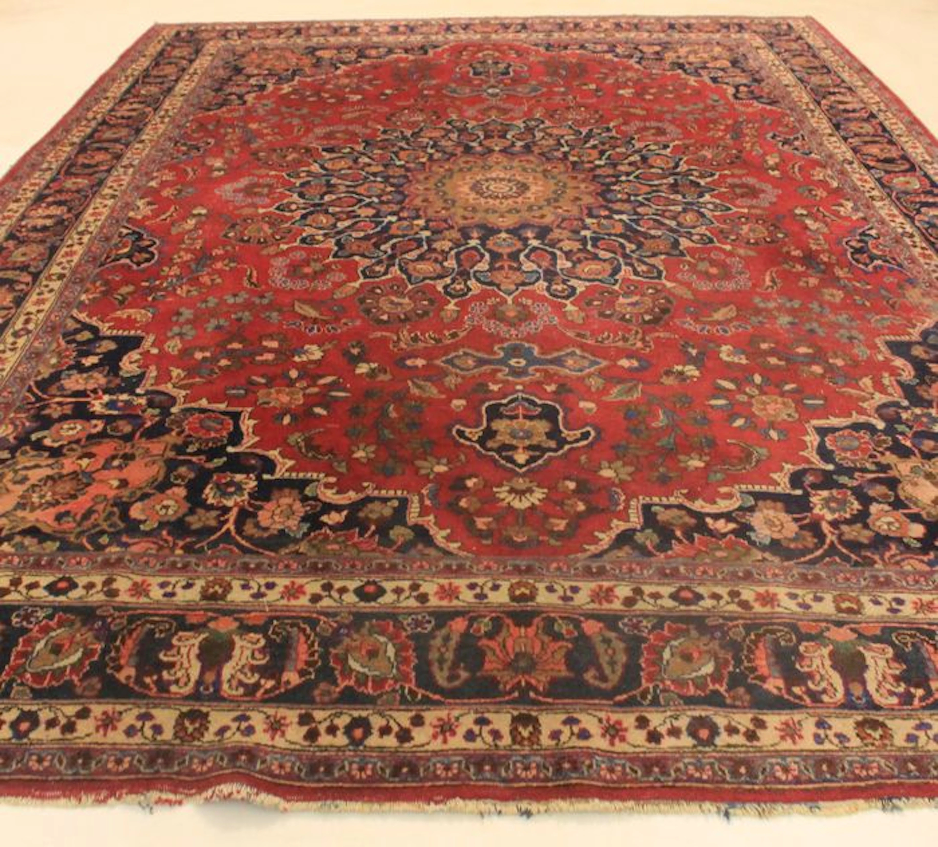 Perser Palast Teppich Alter Semi Antiker Mesched Vintage 265X360cm Made in Iran um 1960