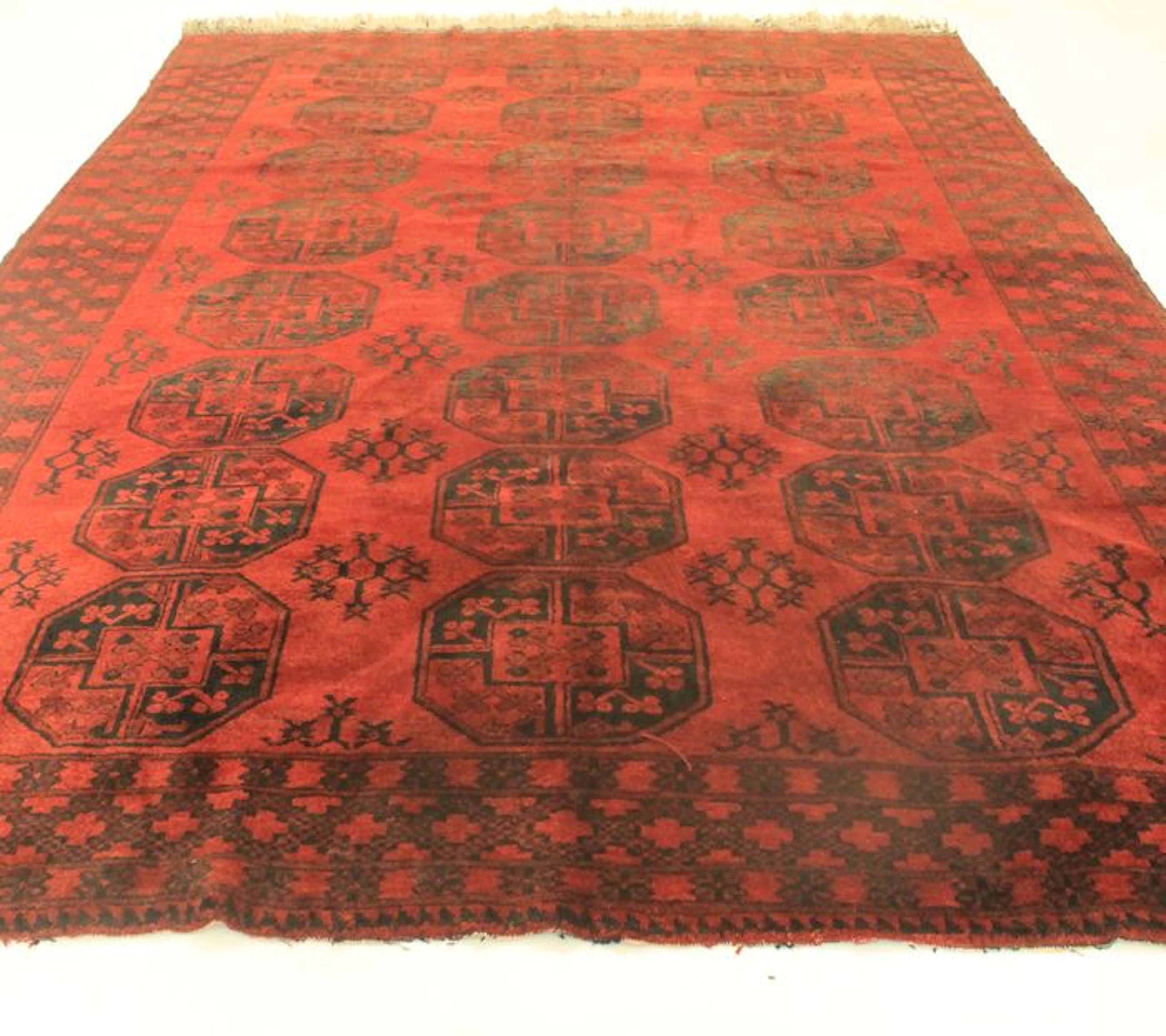 Schöner Antiker Alter Afghan Gold Buchara Yomut Art DecoWolle auf Wolle 230X325cm - Afghanistan - um 1930