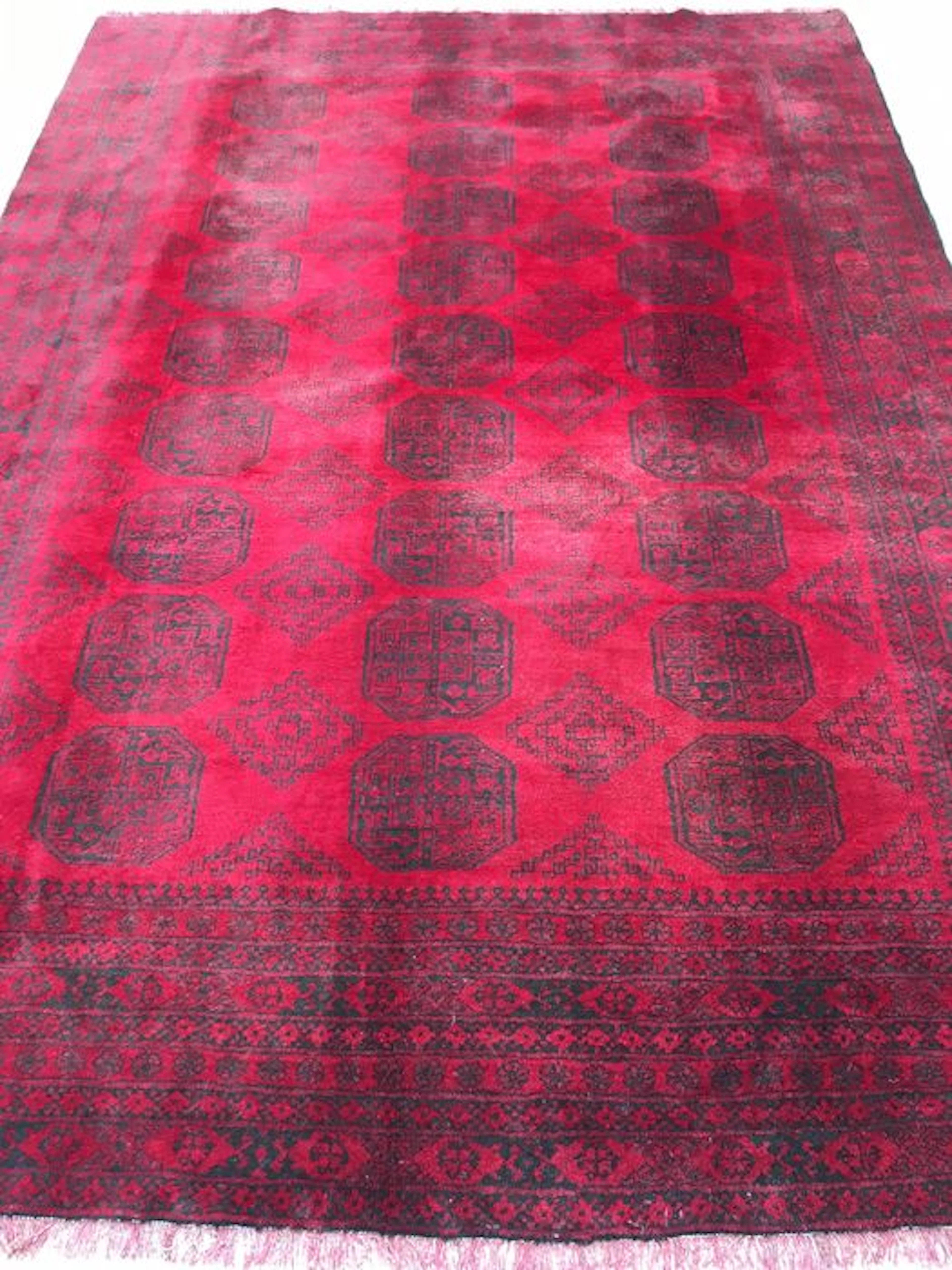 Elegant Karmesinroter Perserteppich Afghan - Made Ende des 20. Jh. - 204x296cm - Ab 1€