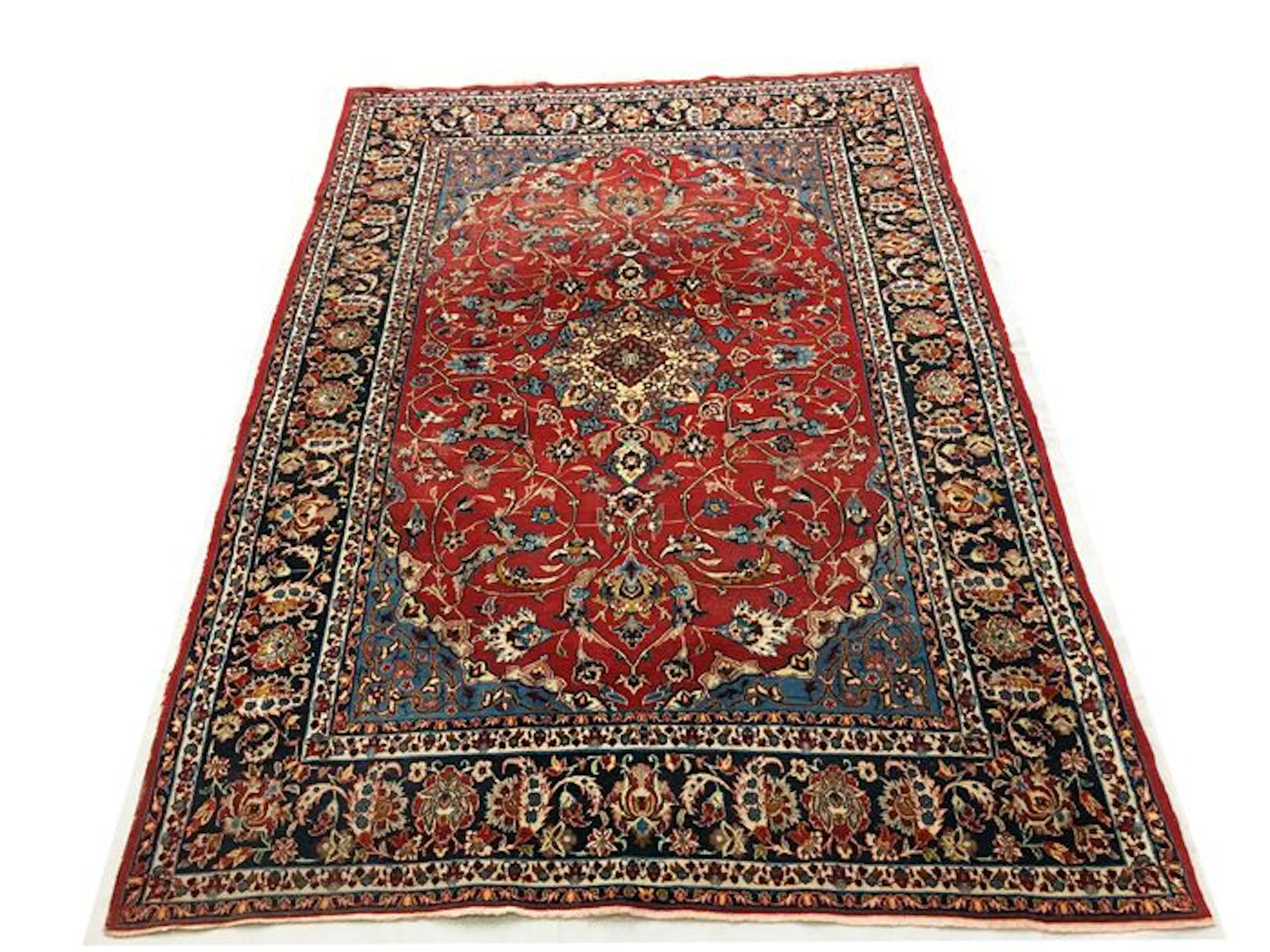 Magnifique tapis Persan : Ispahan ancien 217x152 cm vers 1900 !