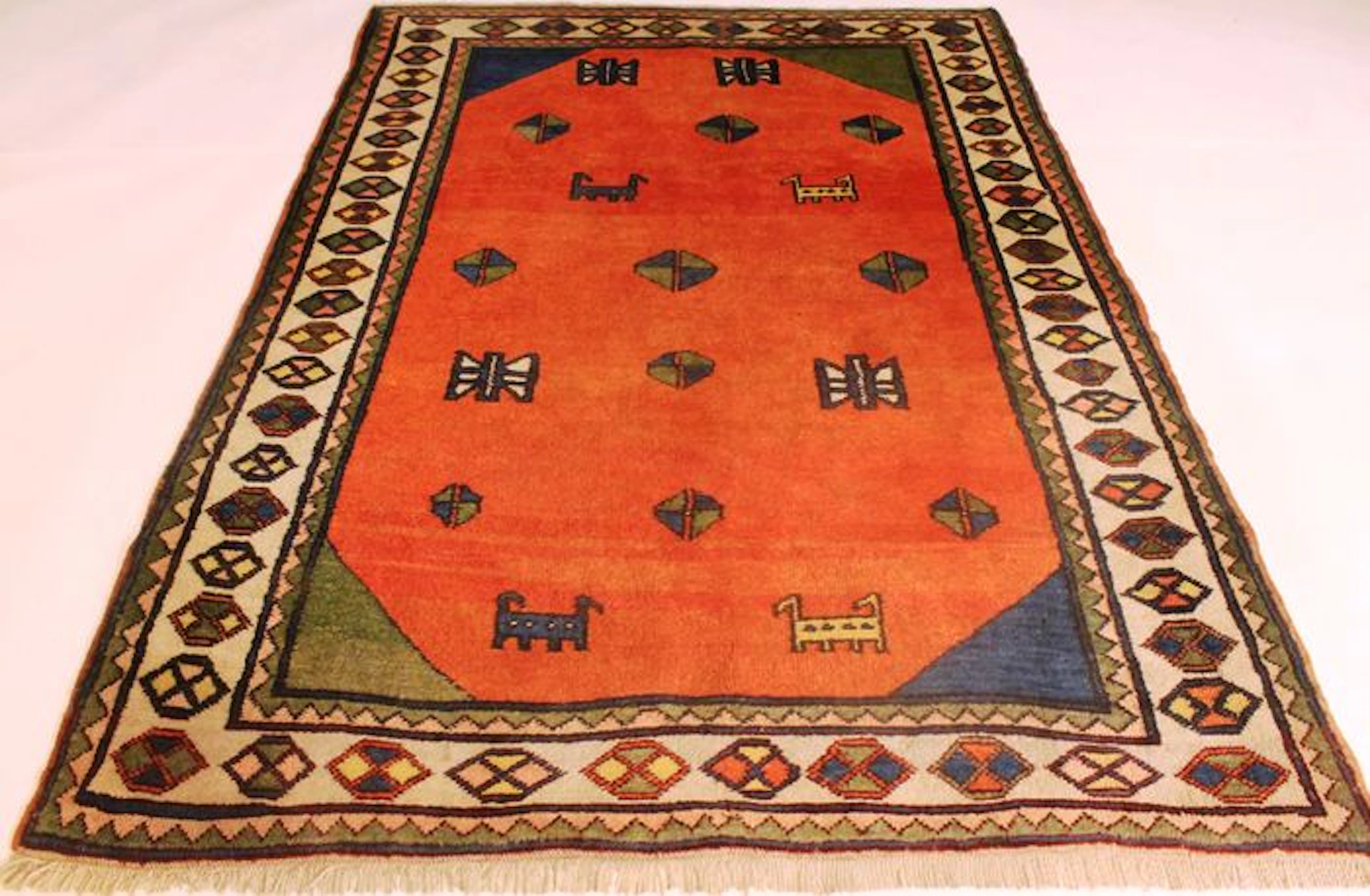 Schöner Sammler Teppich Anatolien Milas Gabbeh Muster um 1970 Made in Türkei 160X220cm