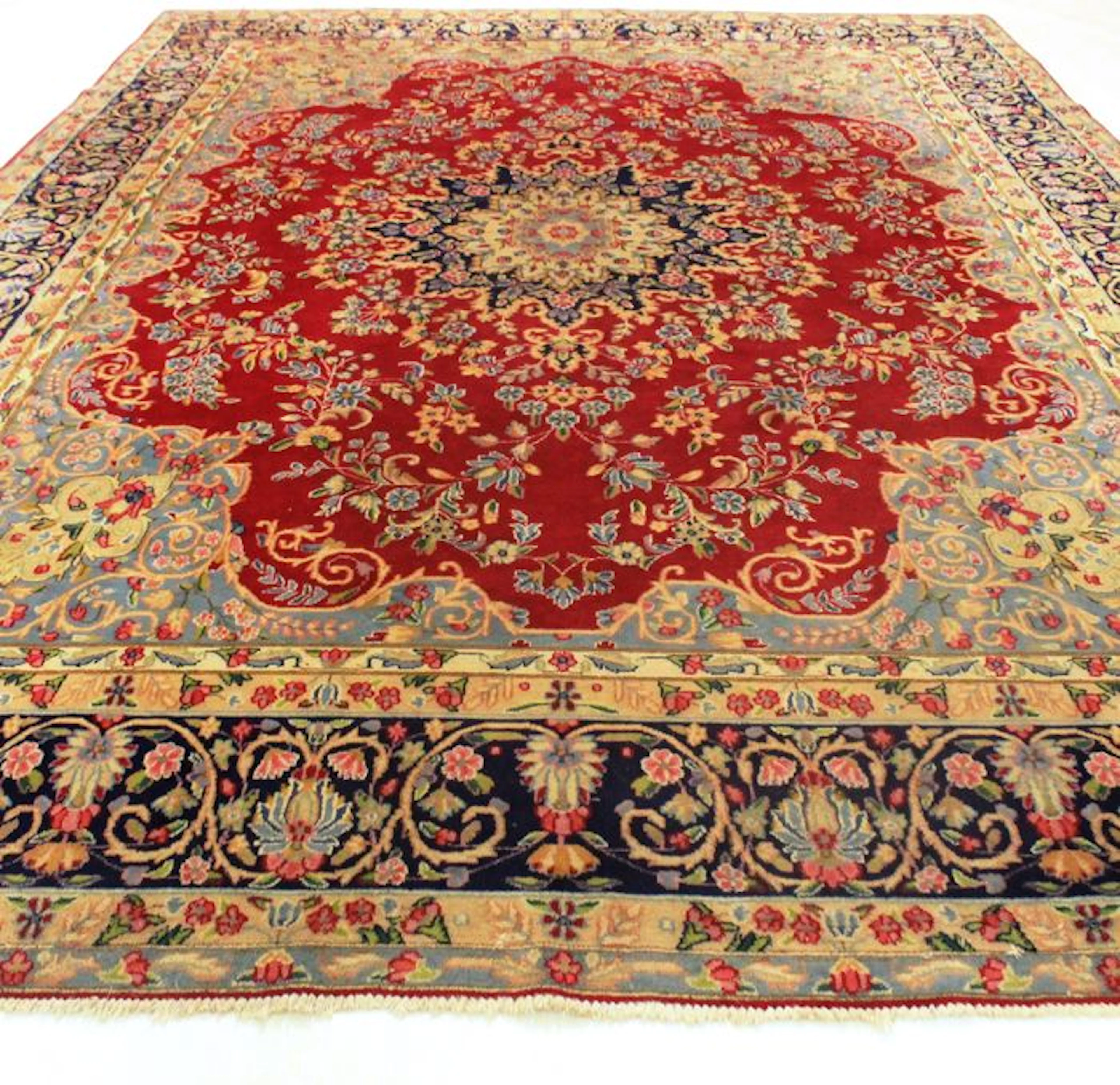 Alter Handgeknüpfter Perser Palast Teppich Alter Lawer Kirman Kerman Orientteppich 280X410cm Tapis Tappeto Carpet