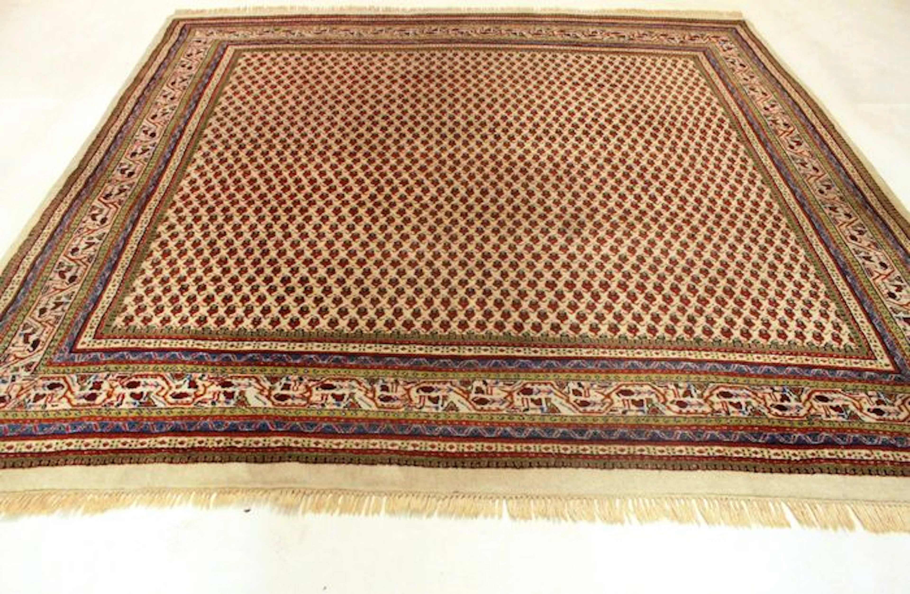 Prachtvoller Handgeknüpfter Orient Palast Teppich Sarough Mir 240X240cm Made in Indien Beste Hochlandwolle um 1990