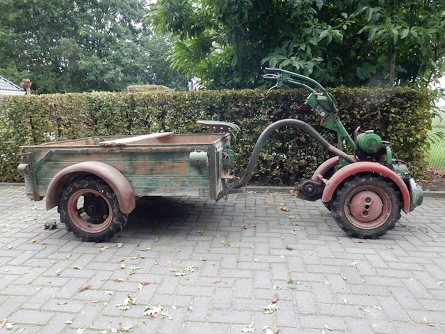 Agria - 2 wheel Tractor - Type 2600 with Hirth 6 HP - and original Agria trailer - 1954