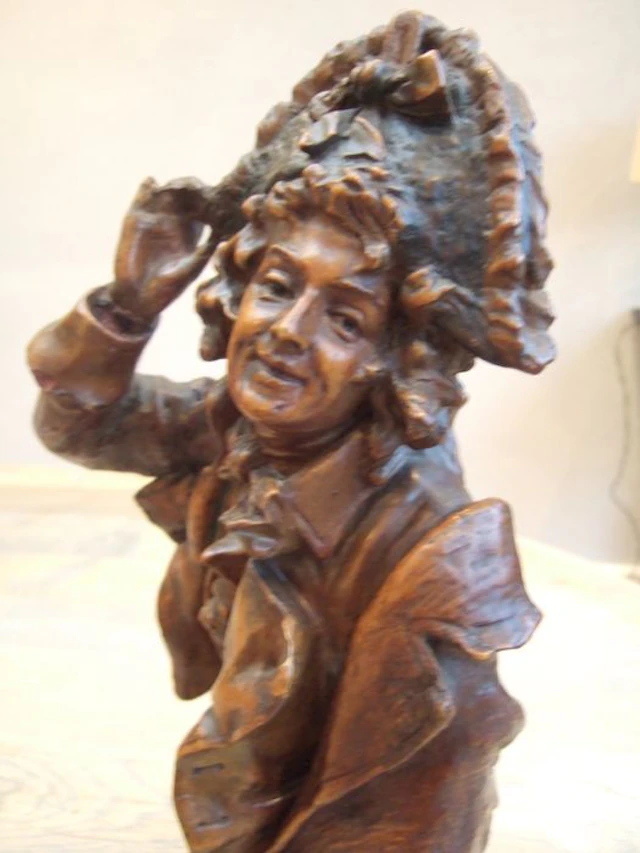 Paul De Vigne (1843 - 1901) - Terracotta Statue of Gentleman with Hat - Belgium - 1876