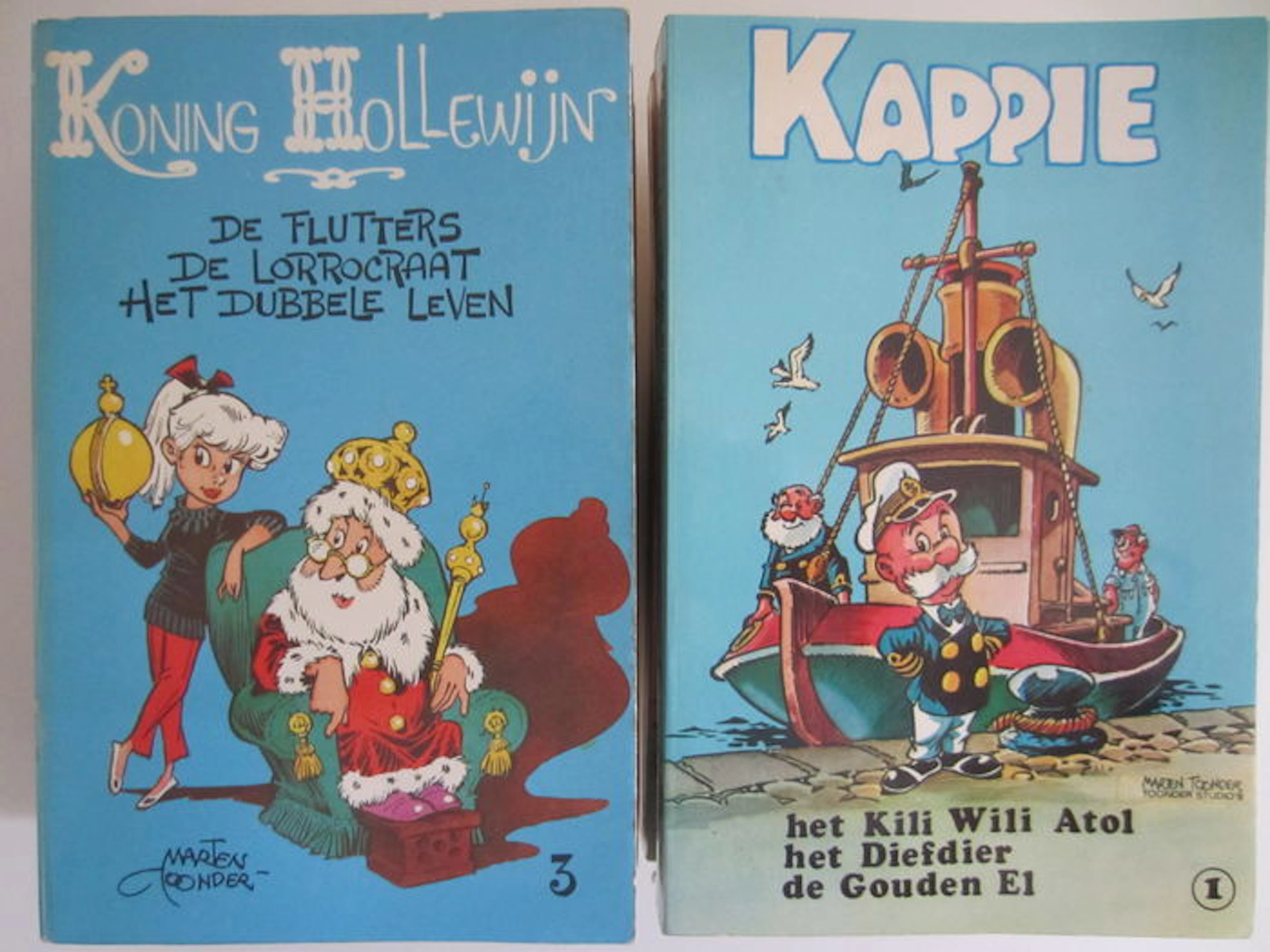 Marten Toonder; Lot with 3 volumes Kappie and 4 volumes Koning Hollewijn - c. 1975