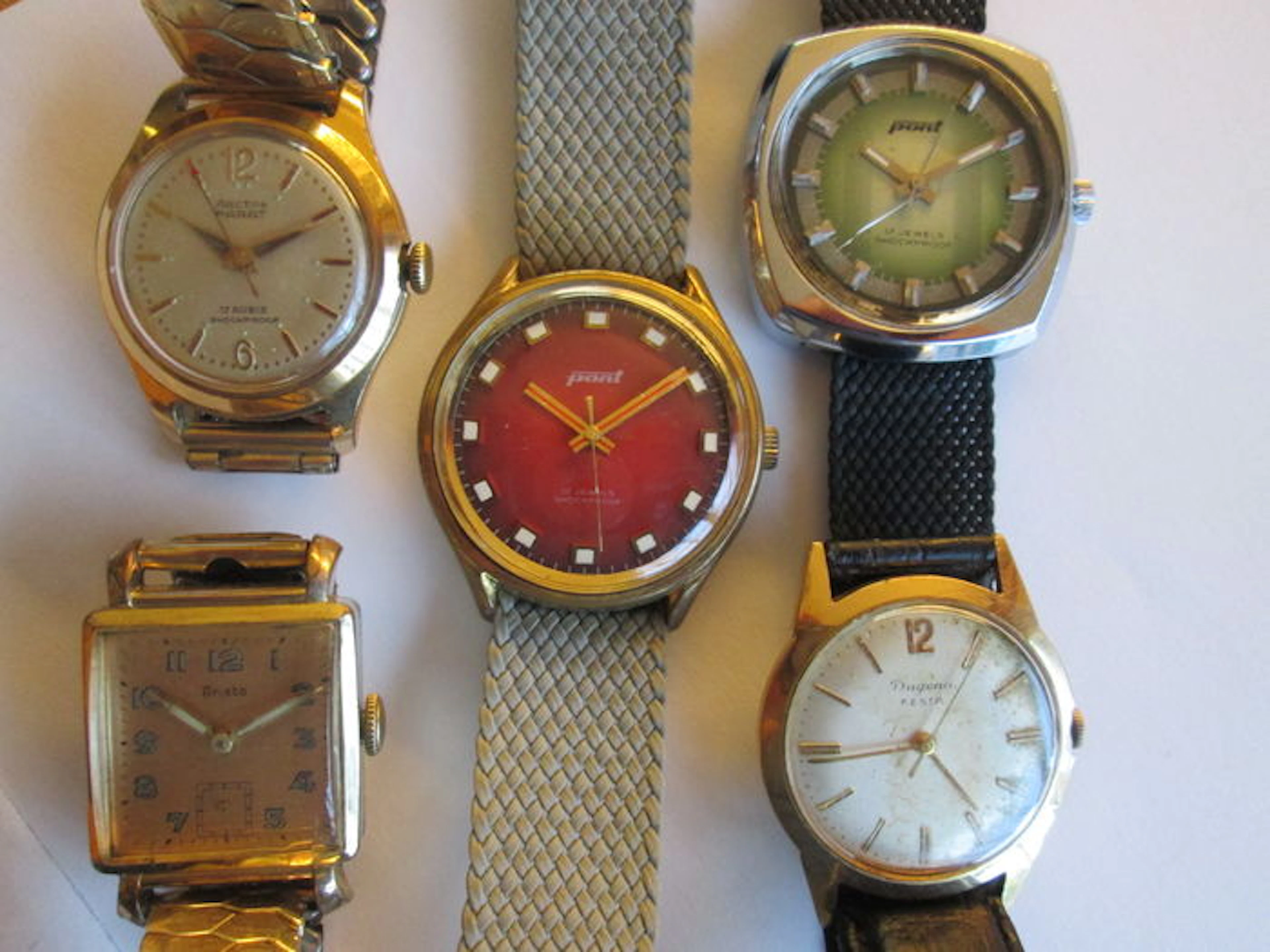 Pont,Arctos,Aristo,Dugena-Festa – Lot of 5 men's wristwatches