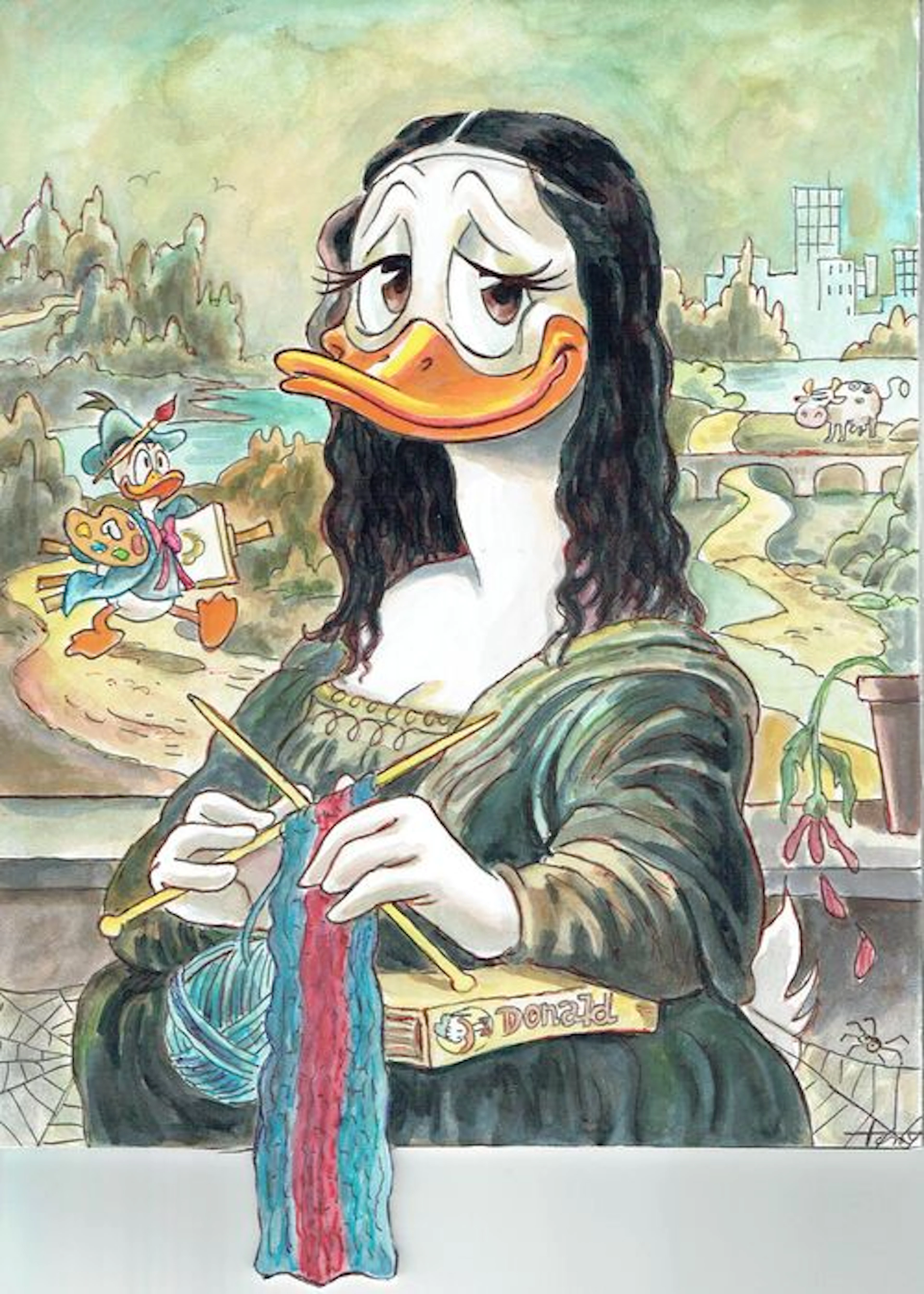 Fernandez, Toni - Original artwork - Daisy Duck Inspired by the Mona Lisa (La Gioconda) by Leonardo DaVinci