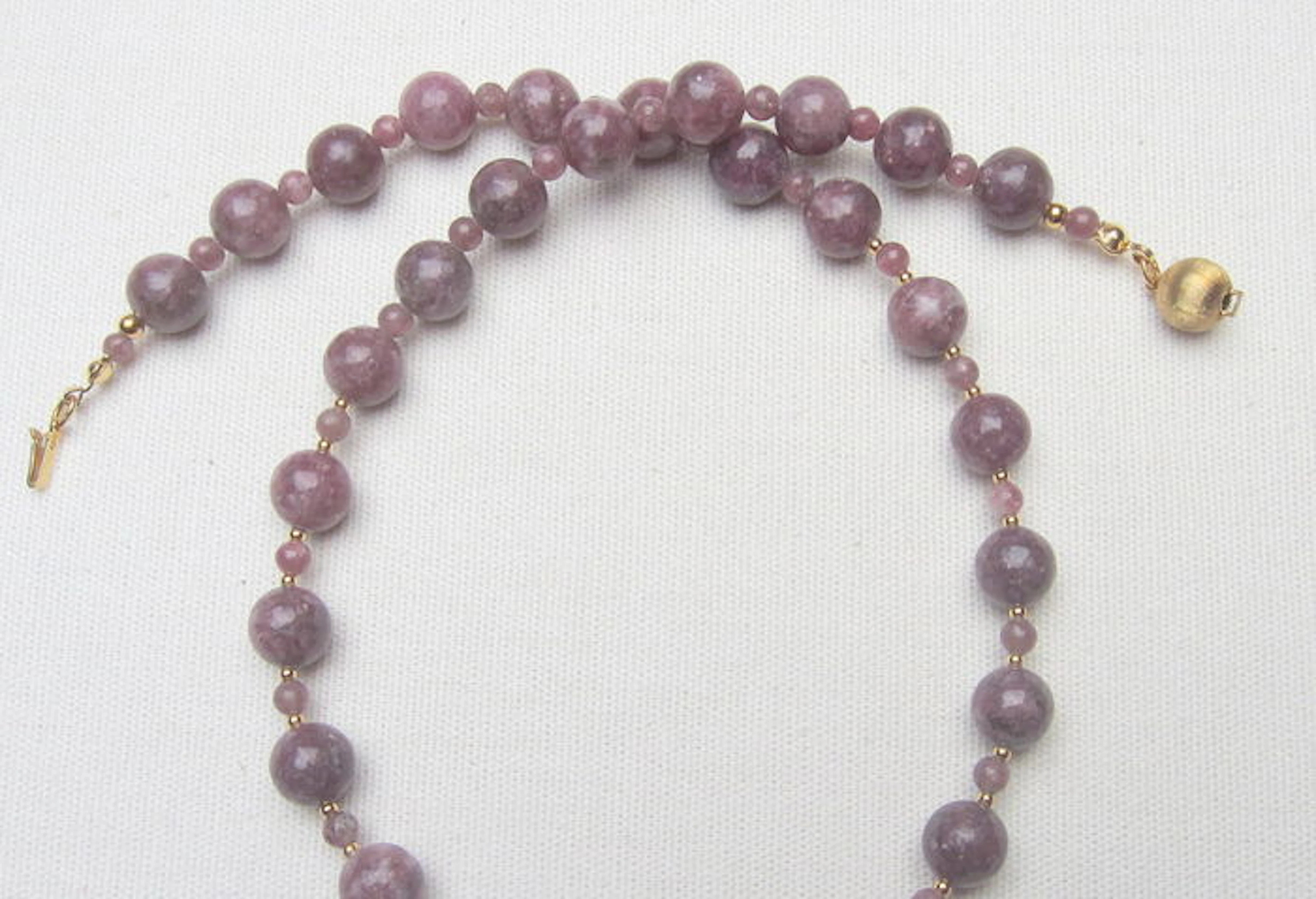 Lepidolite and 14 kt yellow gold