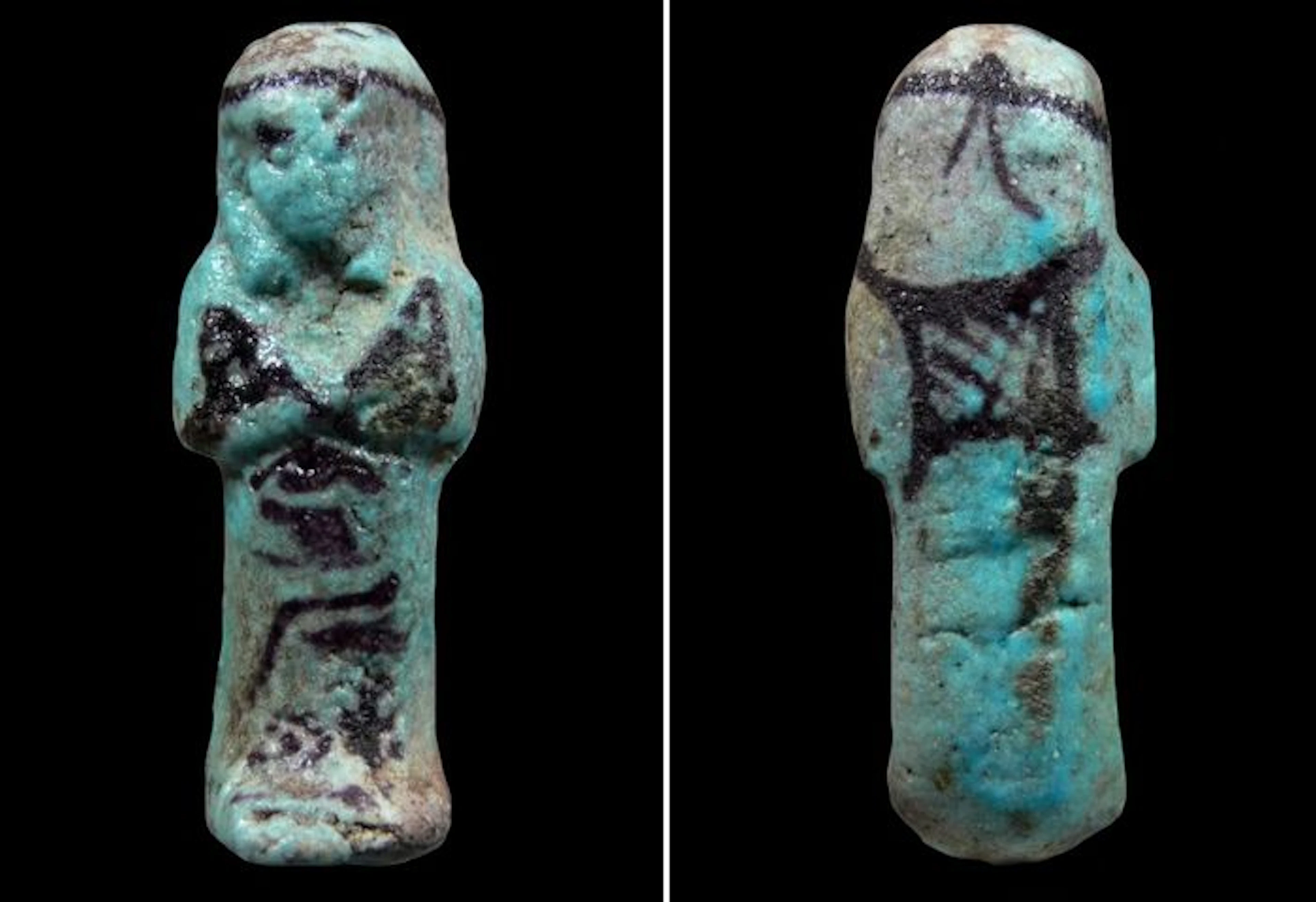Egyptian Faience shabti / ushabti for Ns-Khonsu - 7,8 cm