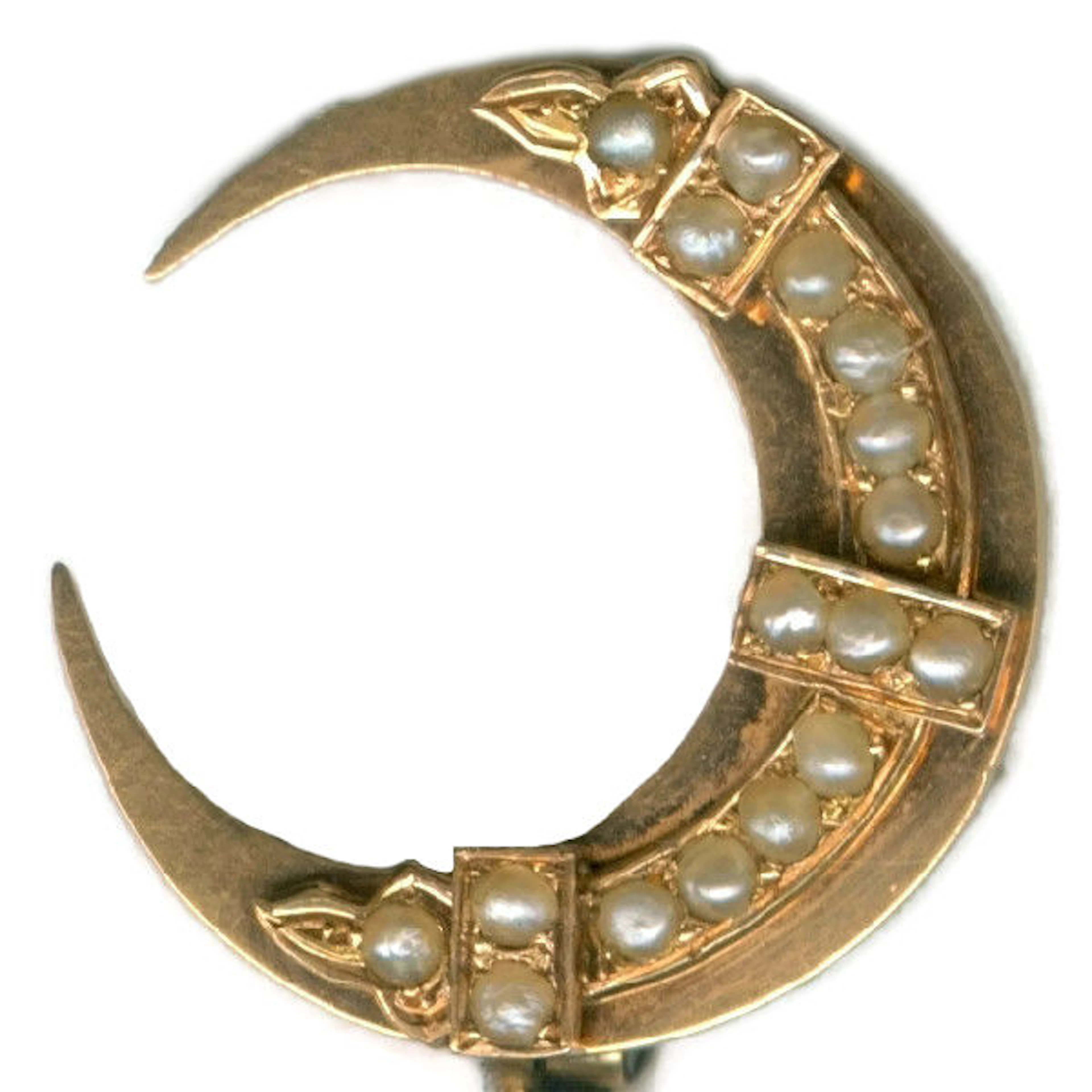 Victorian French yellow gold brooch decorated with 17 natural pearls - anno 1870
