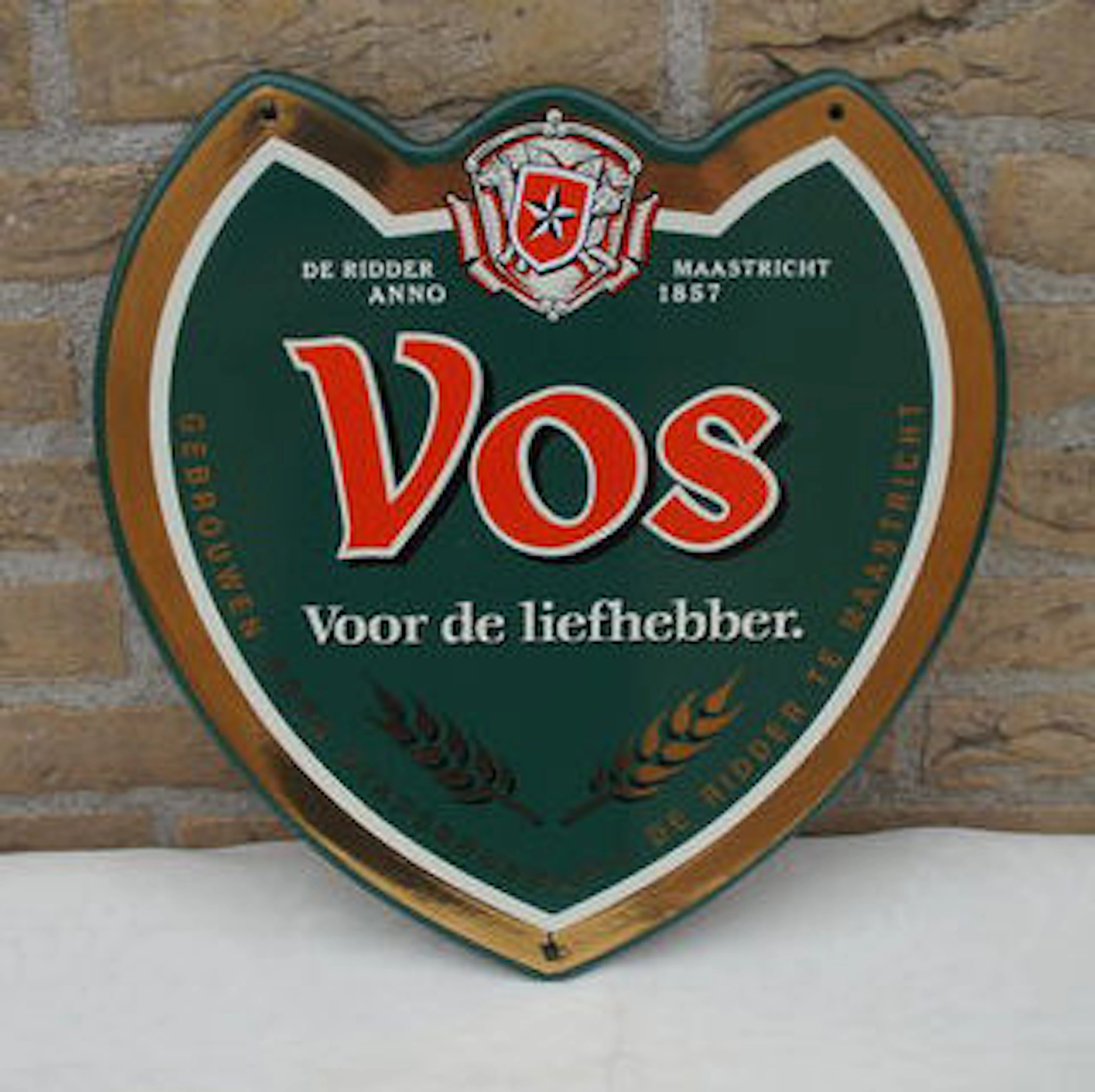 Enamelled advertising sign for Vos beers