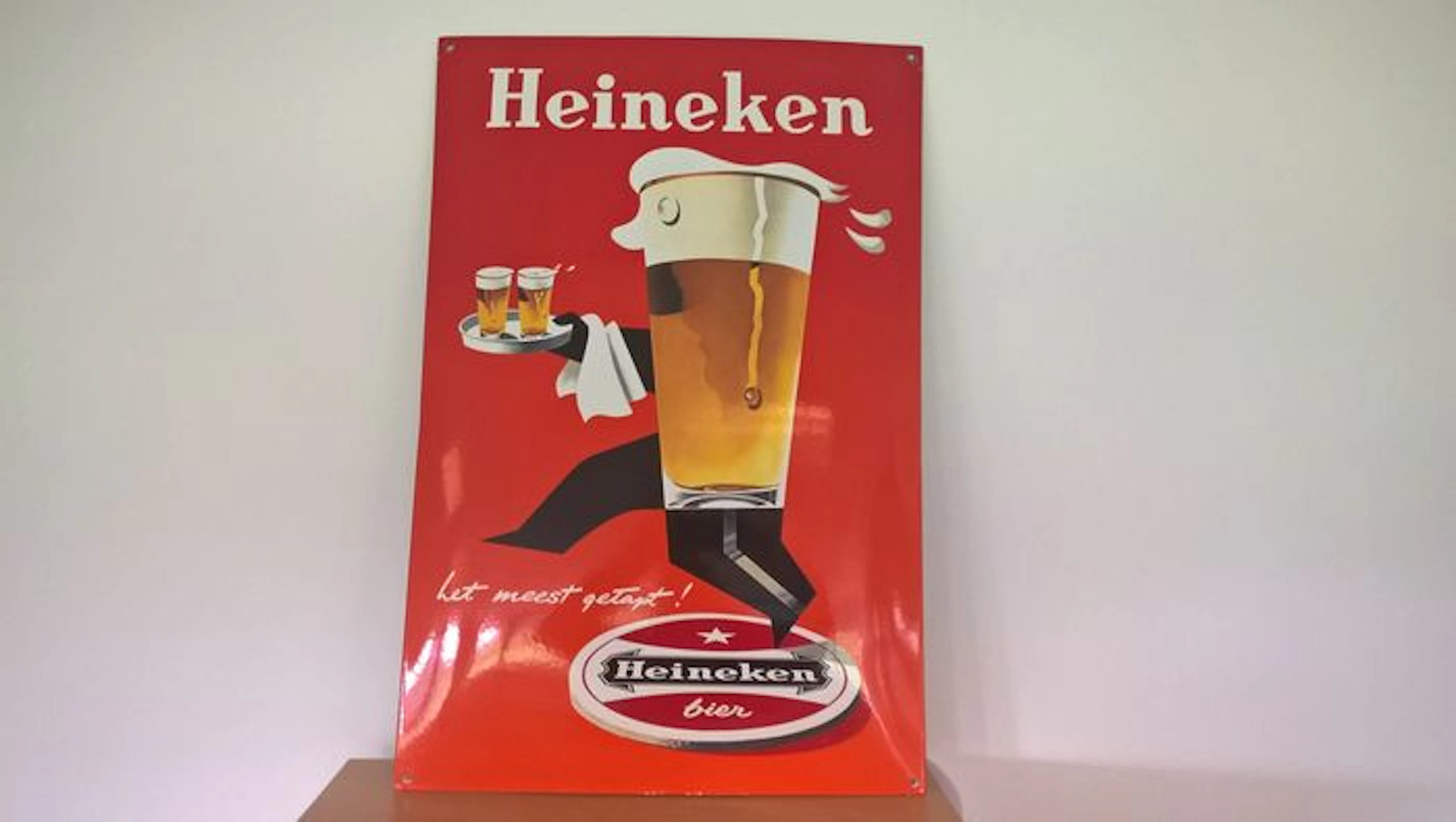 Heineken Beer - 'Meest getapt' - Beautiful enamel sign from 1990