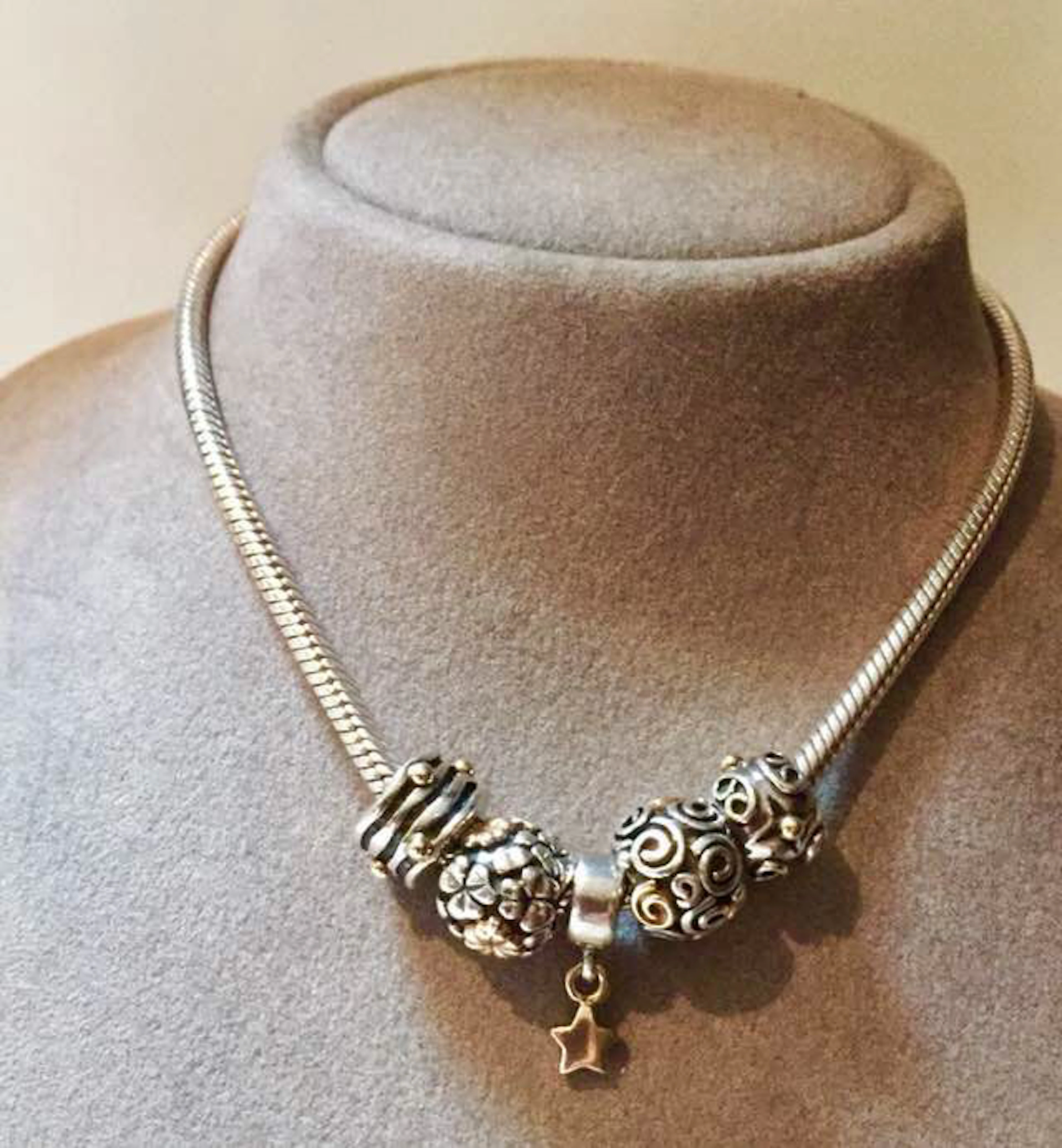 Pandora collier met Pandora bedels met goud-GEEN RESERVEPRIJS