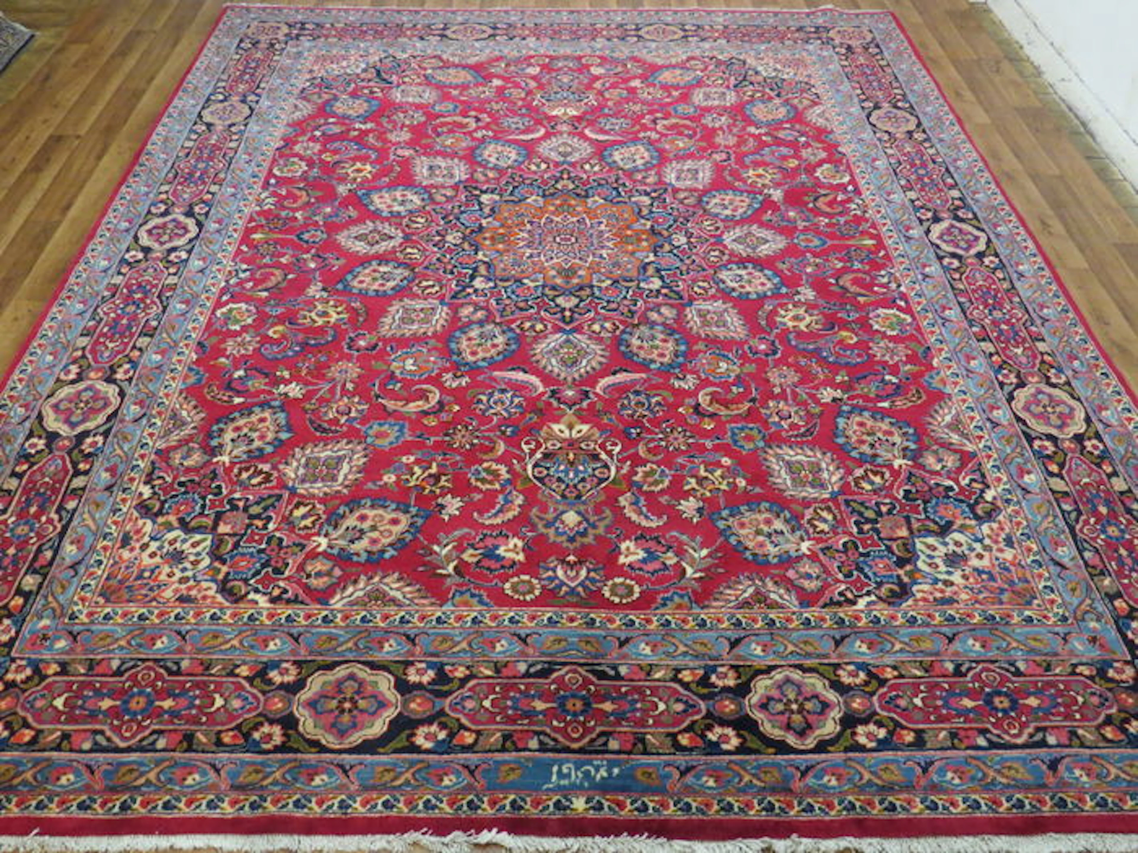 Traumhaft schöner Perserteppich Mashad/Iran cm 398x304 semi. antik Mitte 1900 TOP ZUSTAND Siegniert