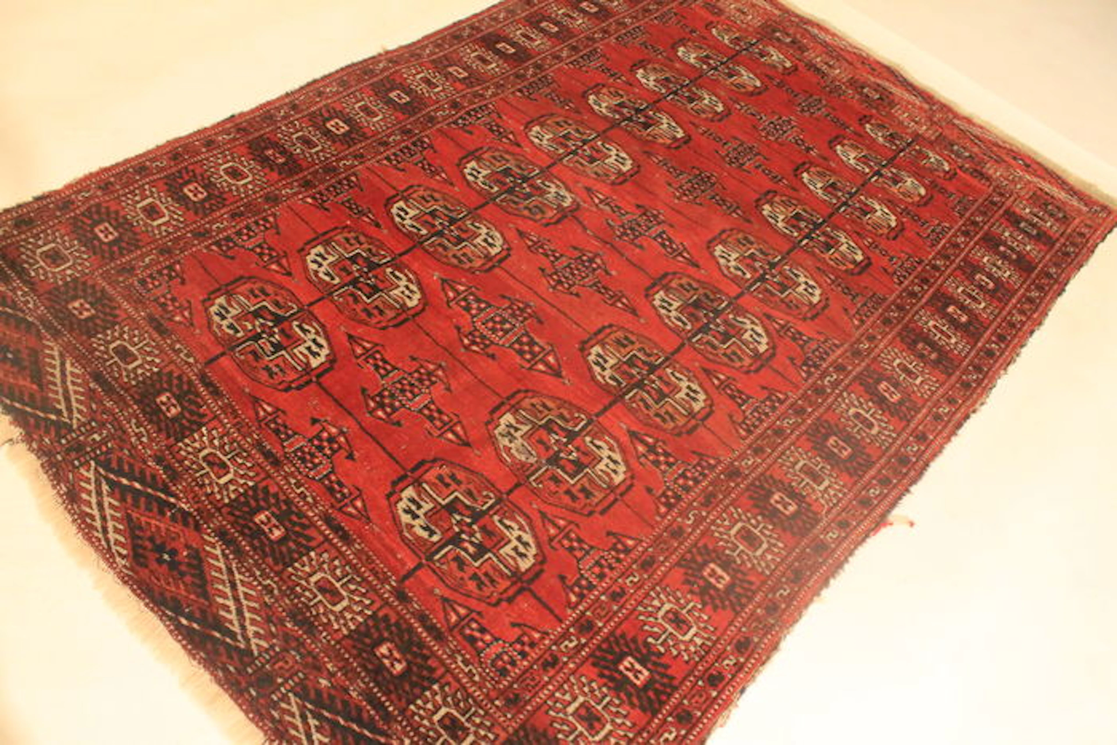 Schöner Afghan Art Deco Jomut Buchara Orientteppich Wolle auf Wolle um 1930 Made in Afghanistan 125X200cm