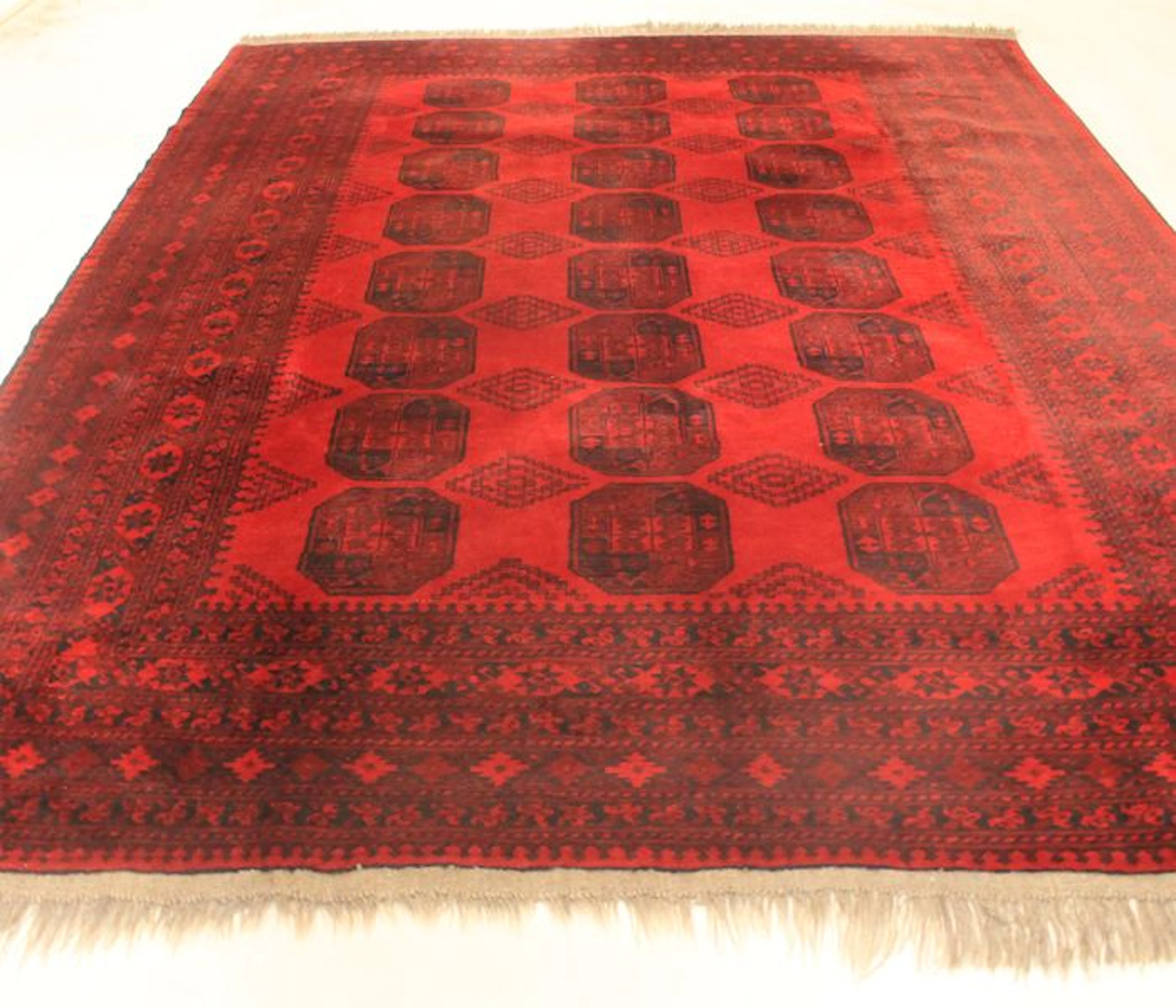 Wunderschöner Alter Handgeknüpfter Art Deco Orientteppich 260X340cm Afghan um 1950/1960 Made in Afghanistan