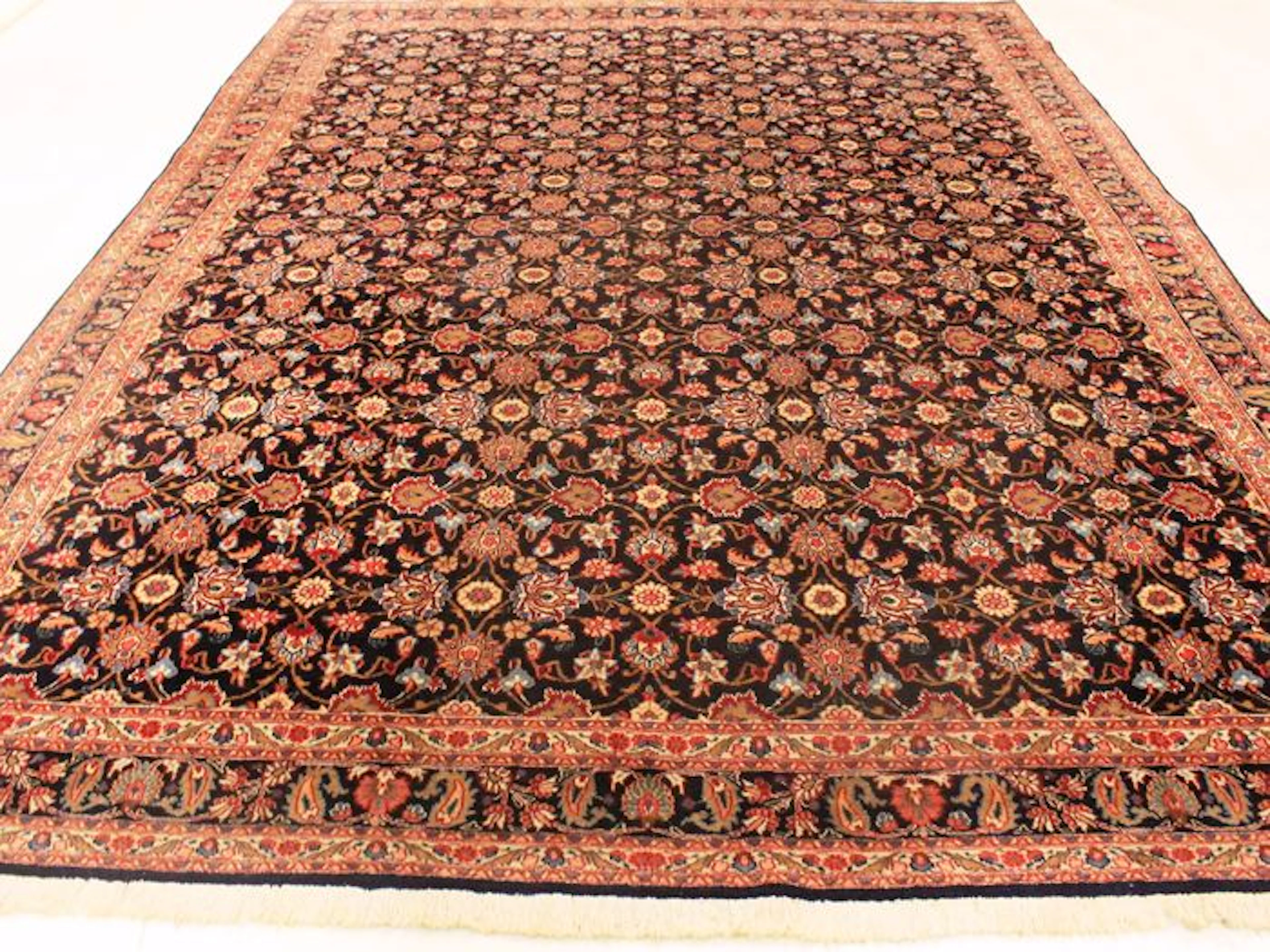 Selten Schöner Alter Persischer Teppich Veramin Ghom Made in Iran um 1950 Korkwolle Pflanzenfarben 260X360cm Signiert Vom Knüpfmeister