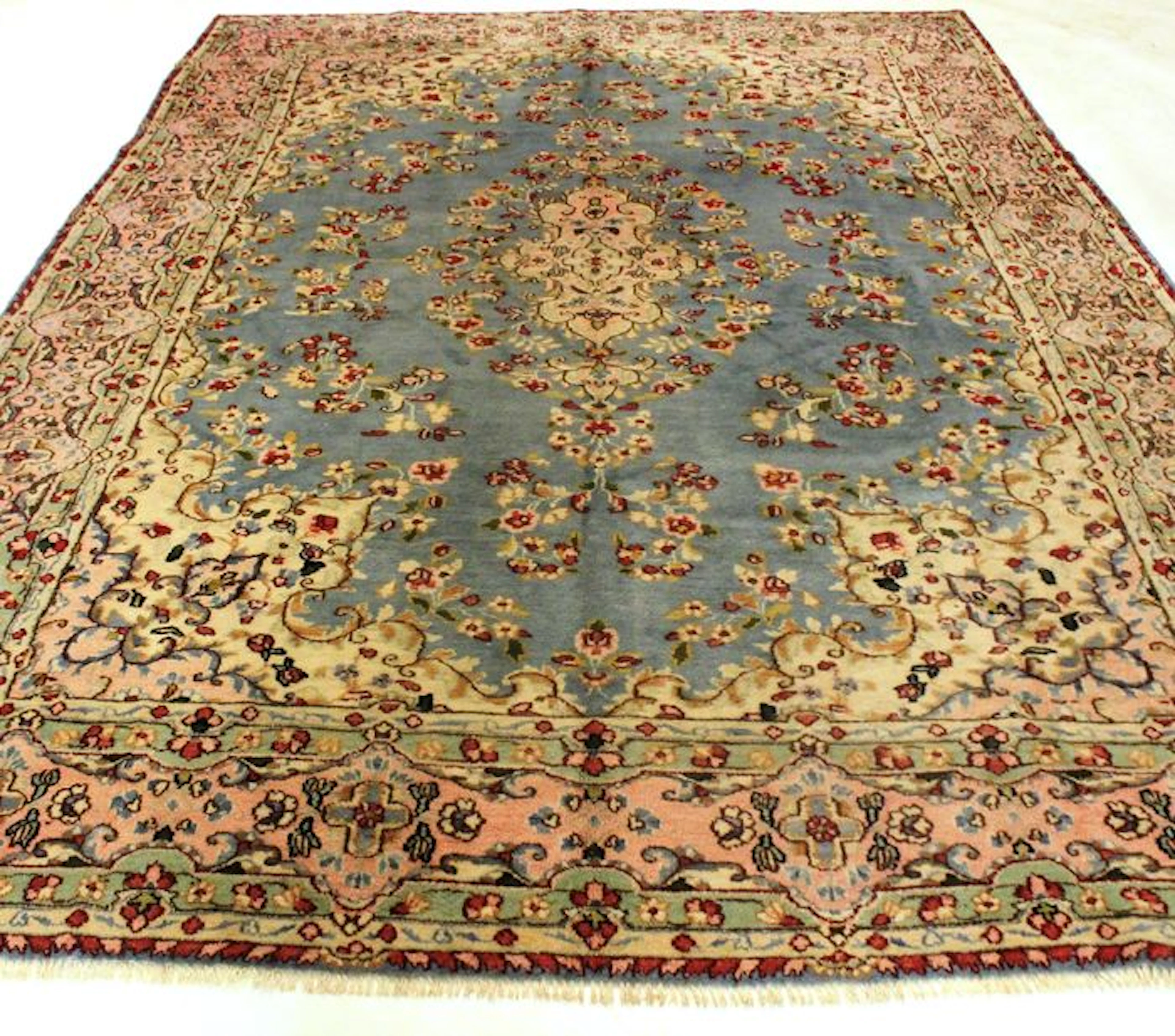 Alter Handgeknüpfter Perser Palast Teppich Alter Lawer Kirman Kerman Orientteppich 260X375cm Tapis Tappeto Carpet