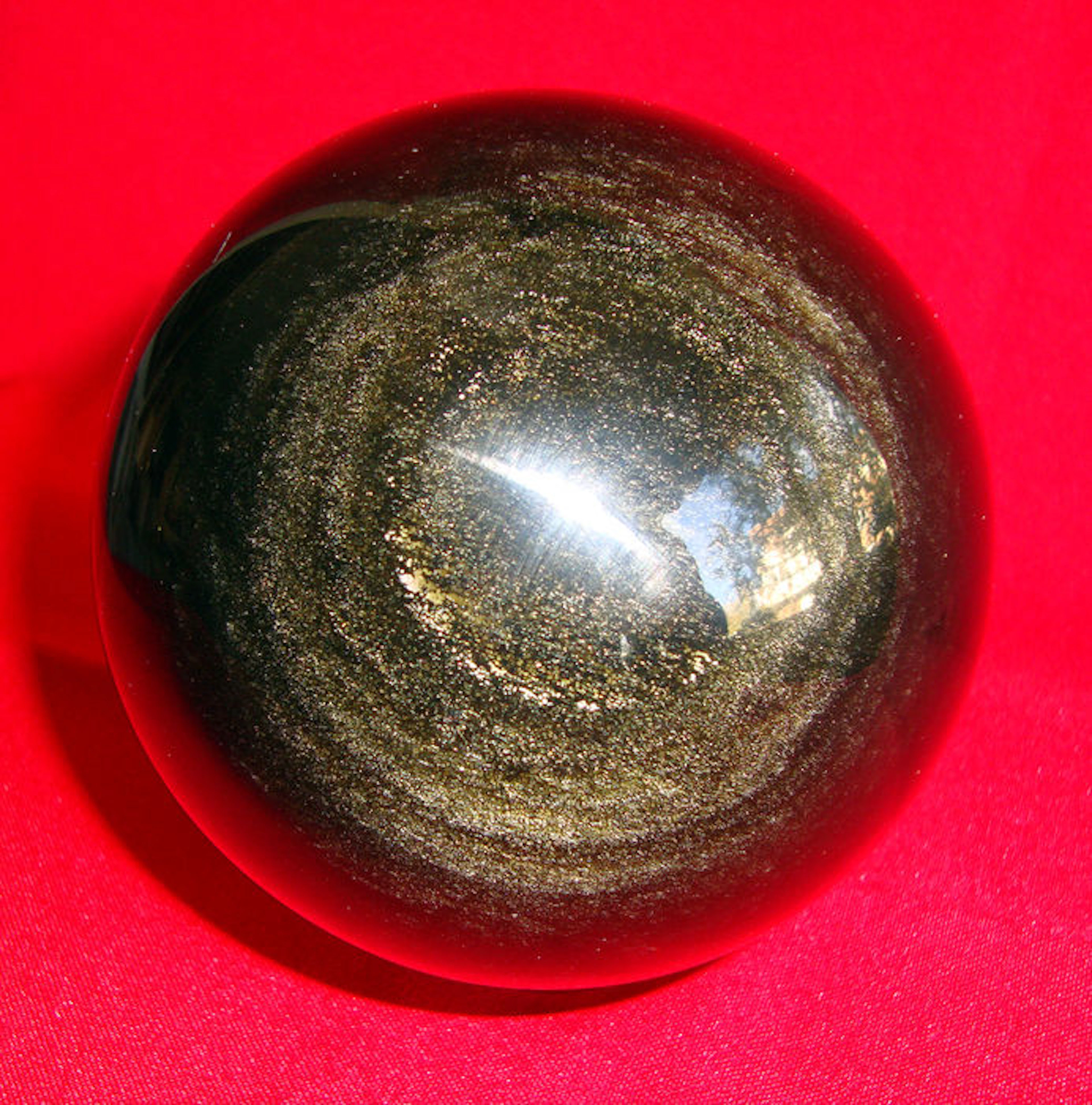 Esfera de obsidiana negra con ojo de gato - 105mm - 1395gm