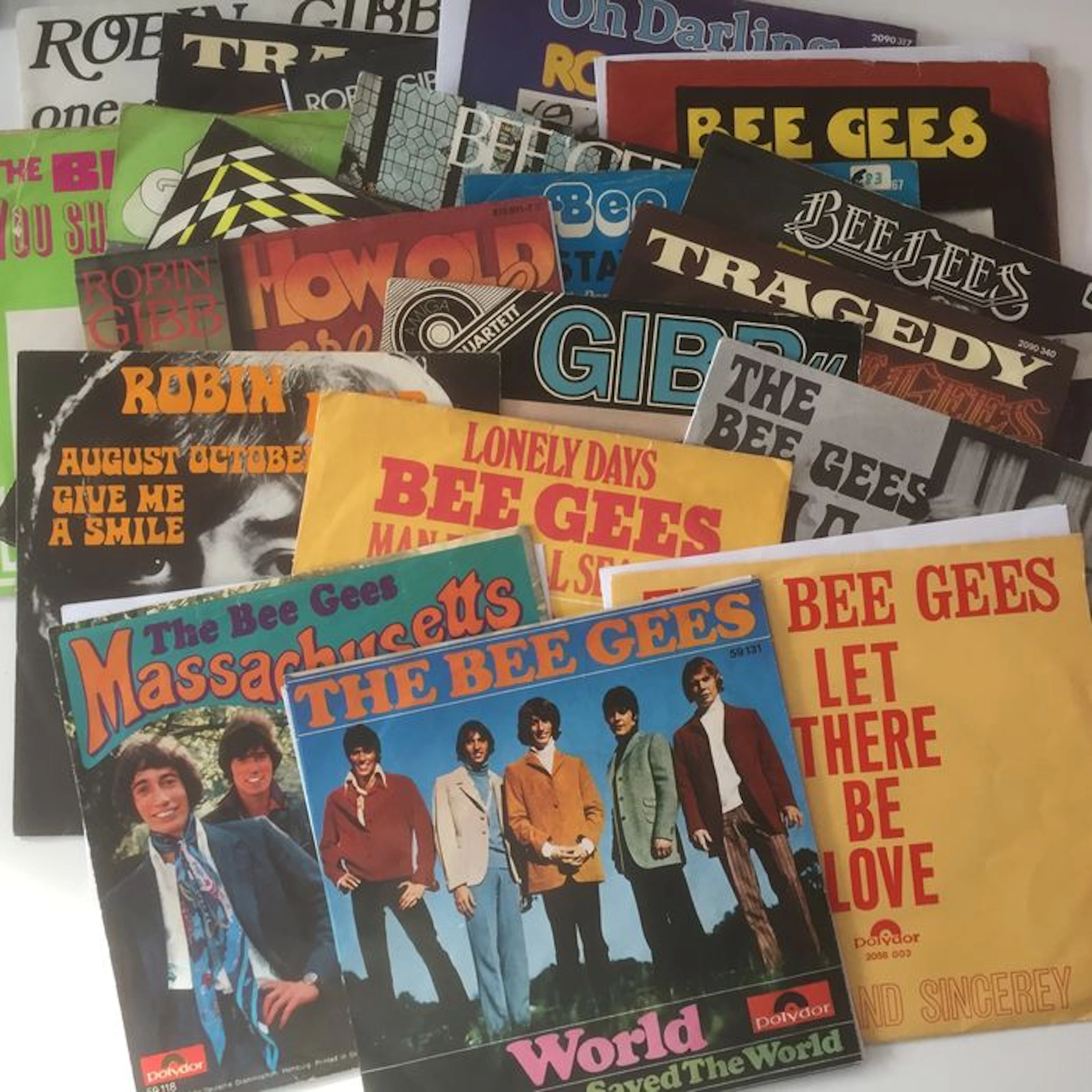 Bee Gees, wonderful collection of 20 (picture sleeve) seven inch singles, from 1960s onwards