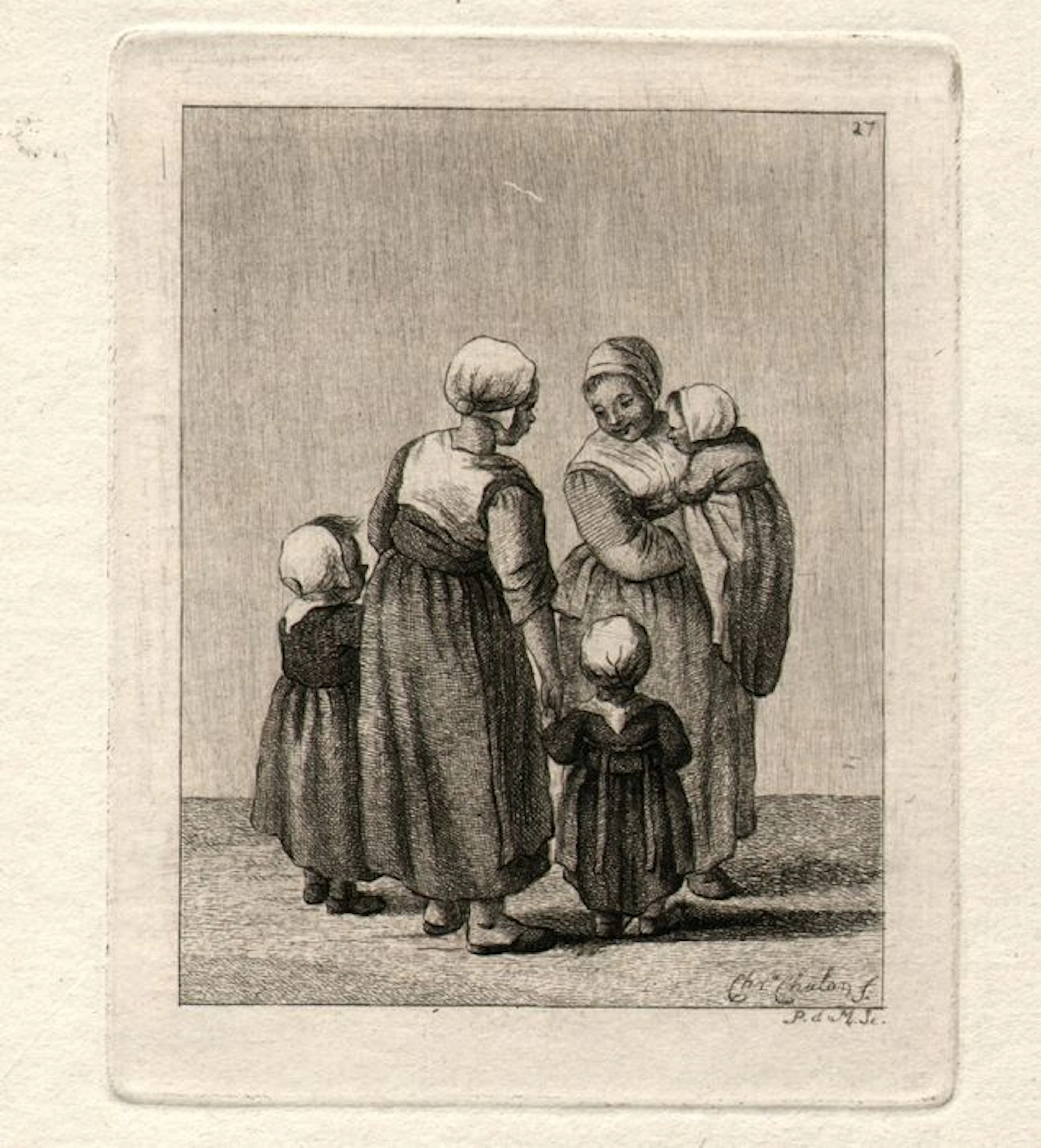 Christina Chalon (1748-1808) - by Pieter de Mare ( 1757-1796): Two mothers in conversation – approximately 1777-1779
