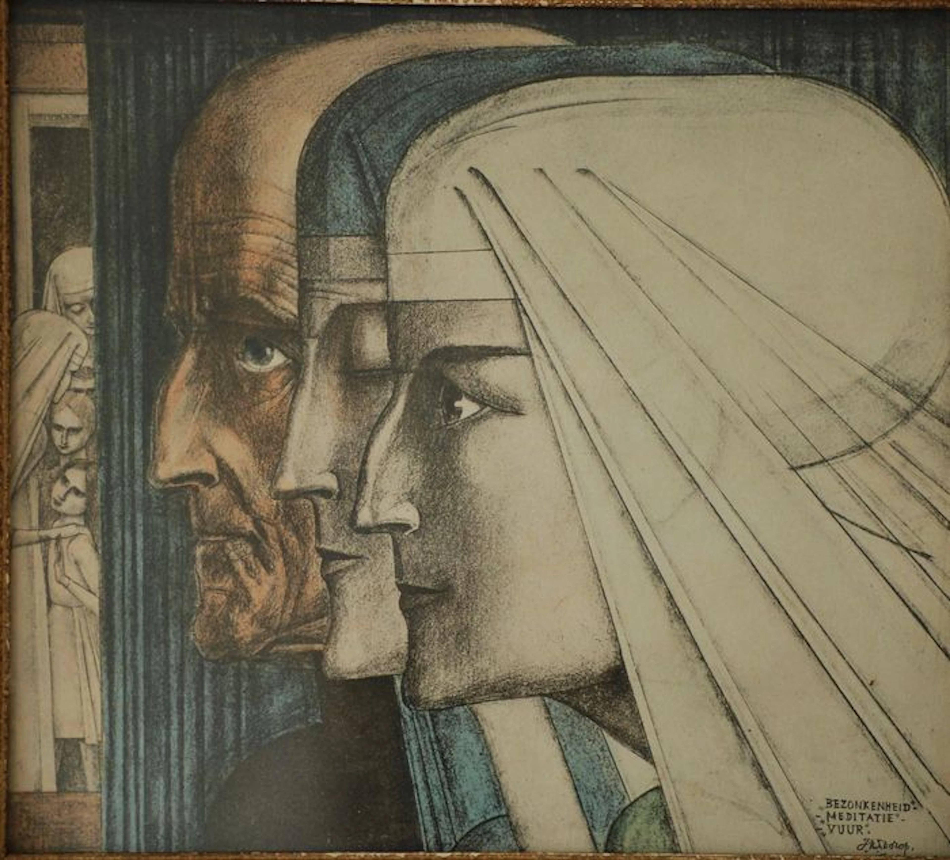 Jan Toorop (1858-1928)-' Bezonkenheid-Meditation-fire '-1923