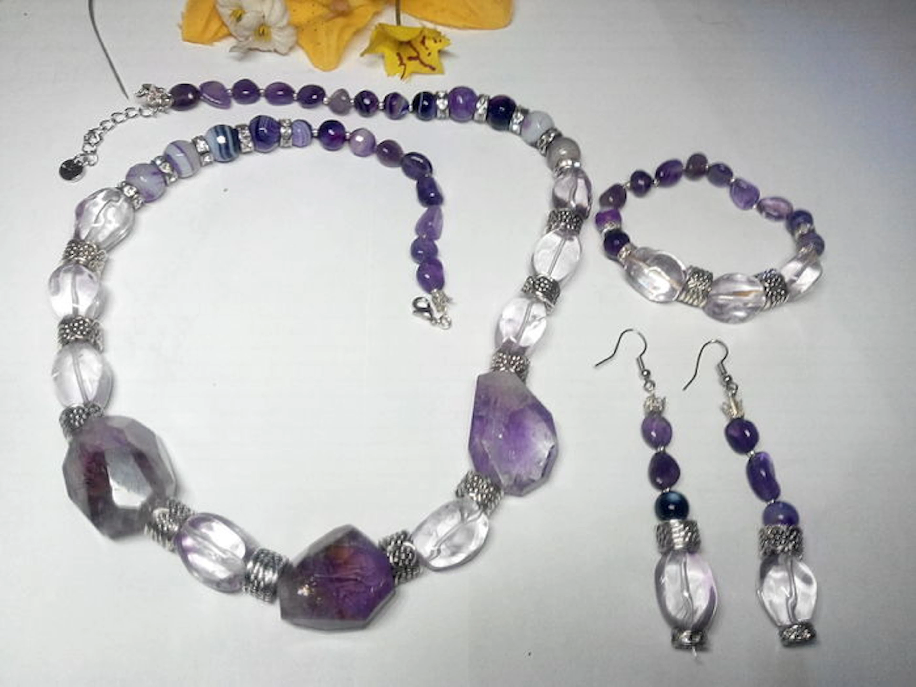 Amethyst, ametrine and agate set