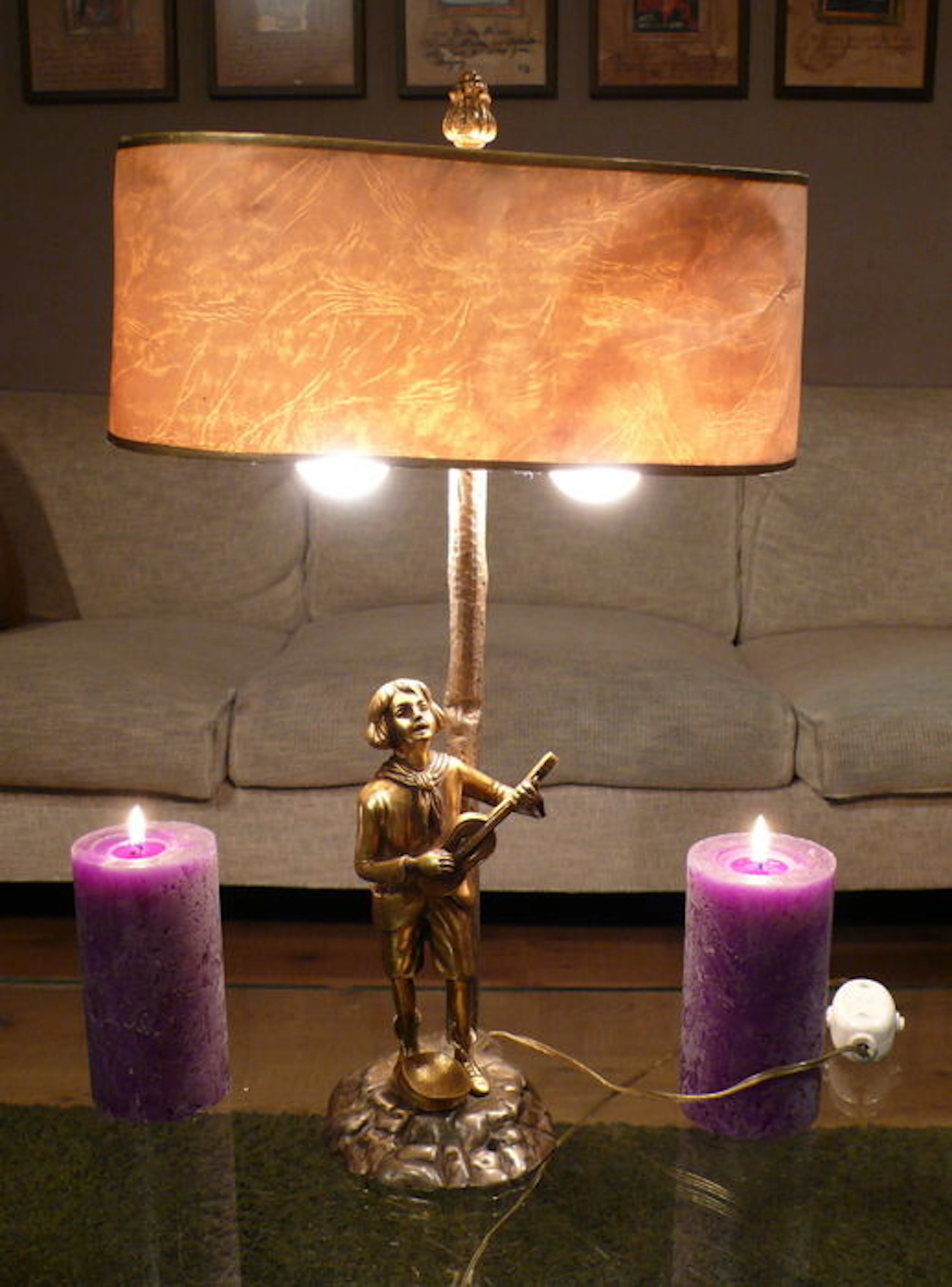 A bronze table lamp, France, ca. 1925