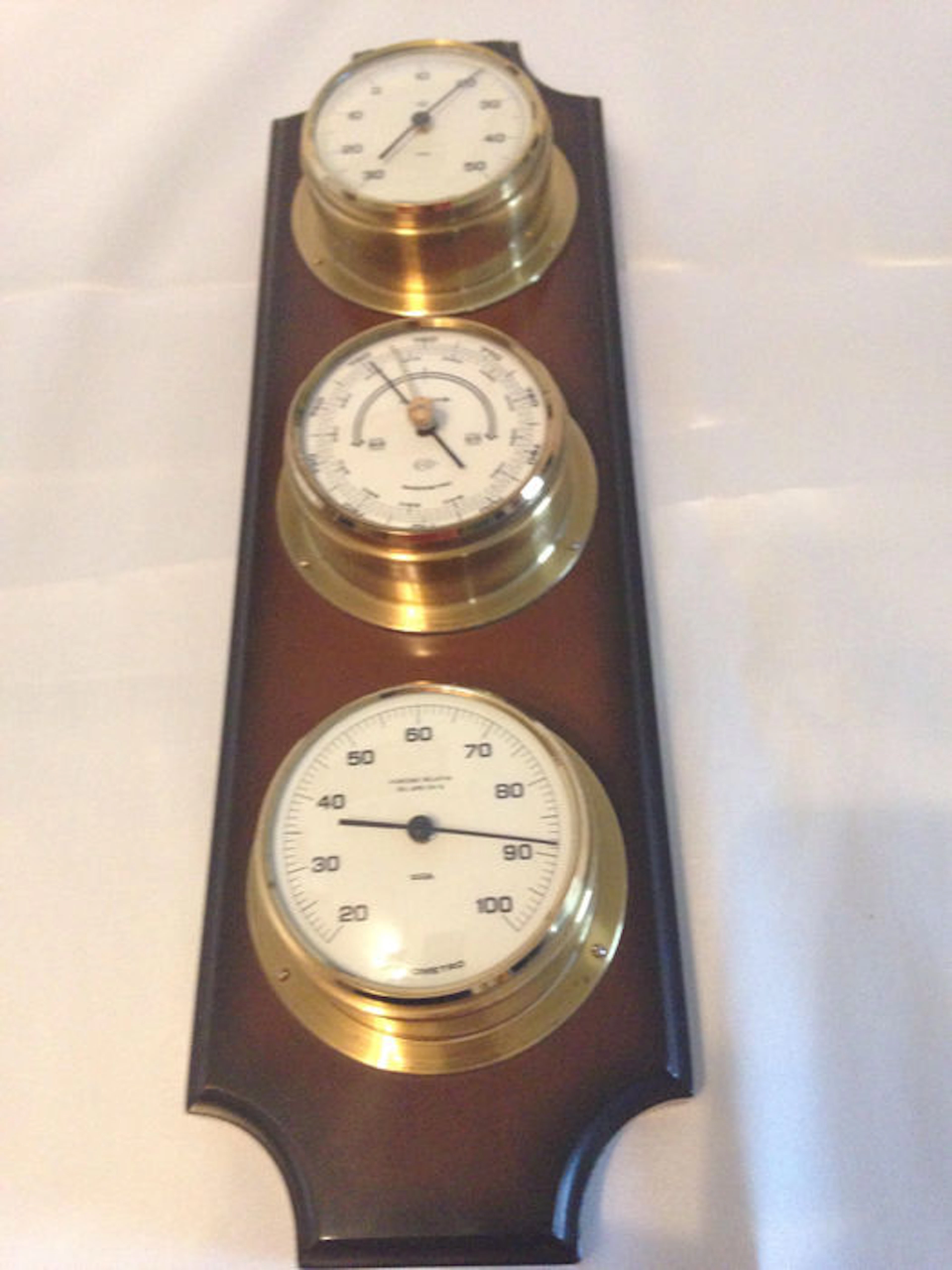 Antique weather station. Barometer - hygrometer - thermometer