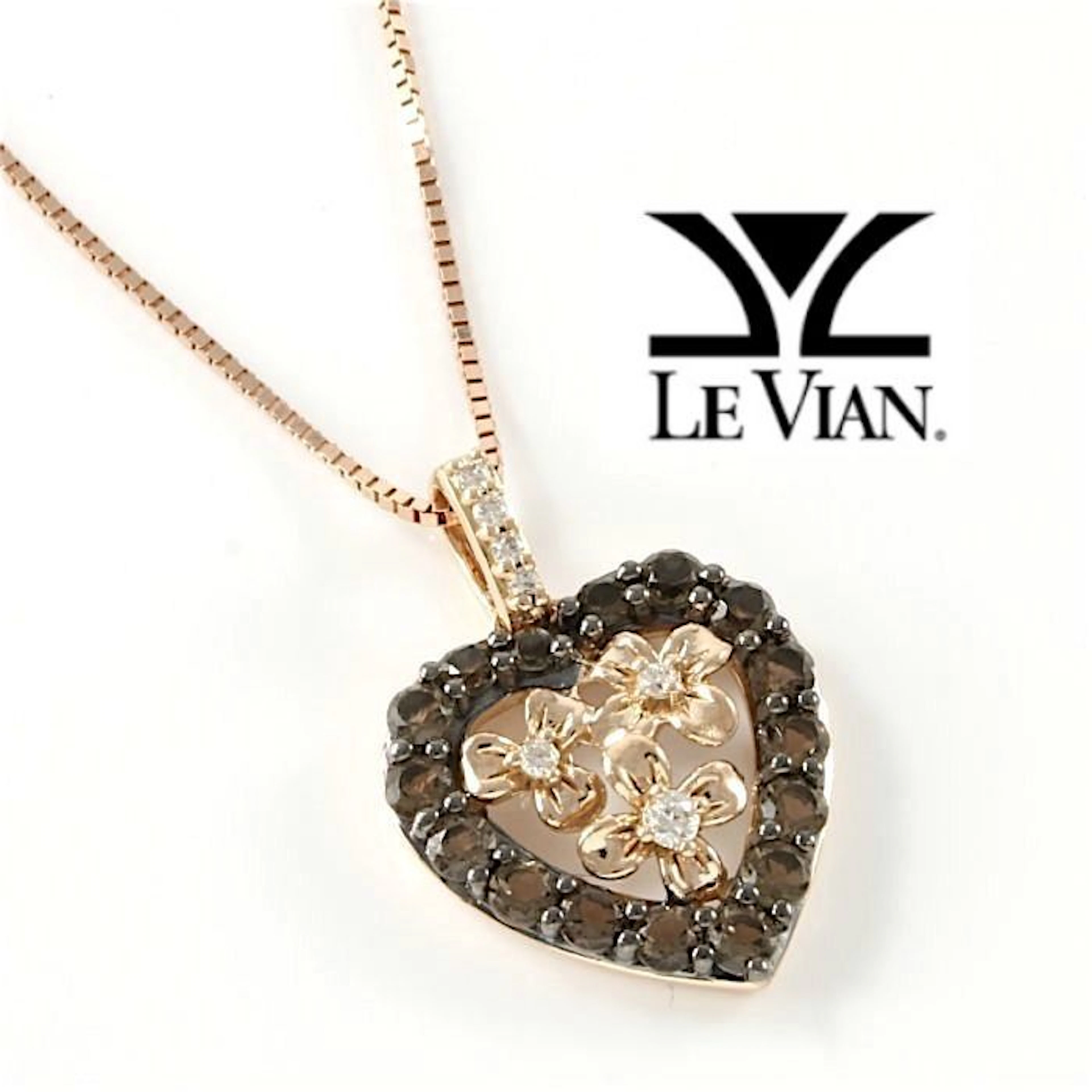 LeVian - Rose Gold Diamond and Smokey Quartz Heart Pendant Necklace