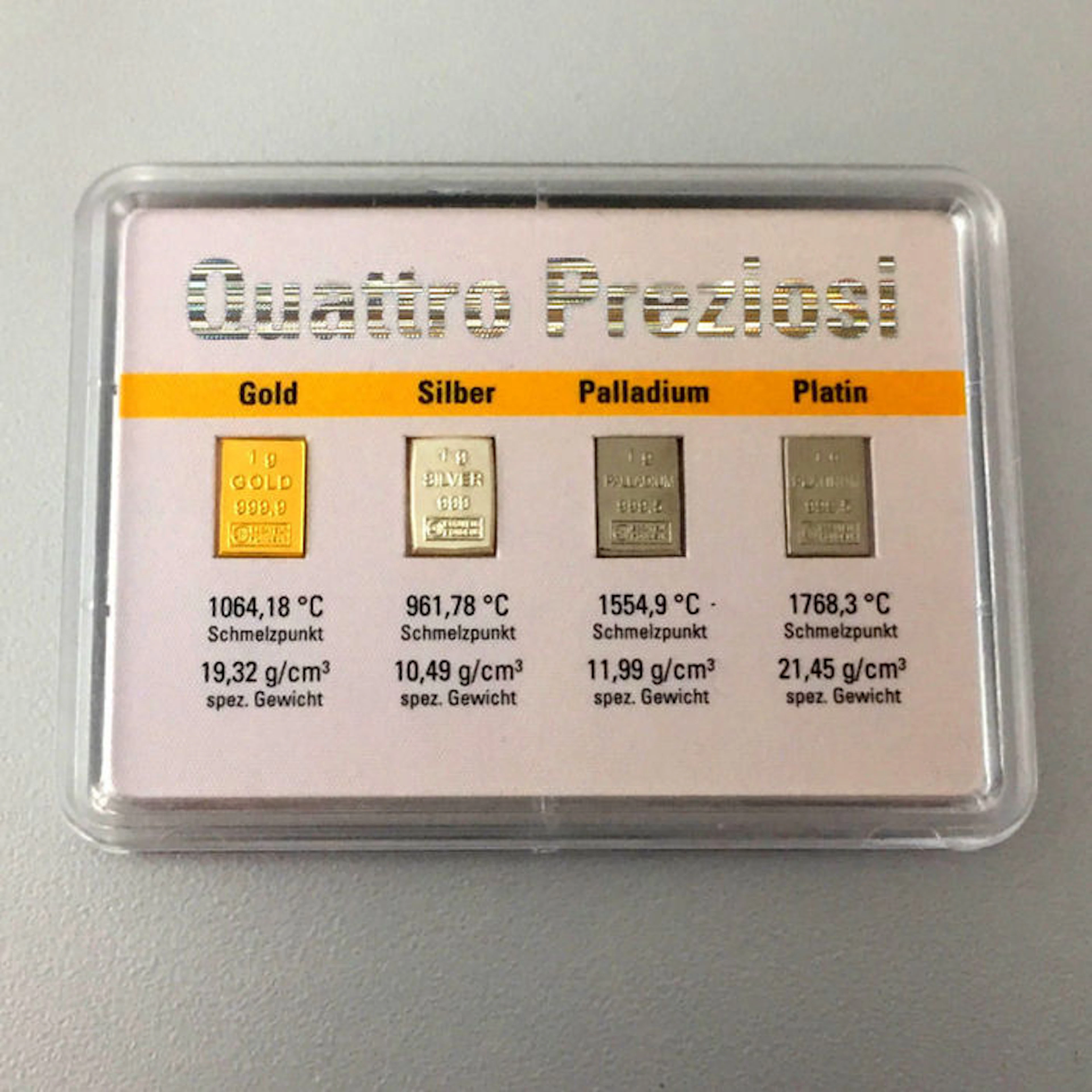 Gold Silver Palladium Platinum 1GRAM Bullion Minted Bars (4 bars)