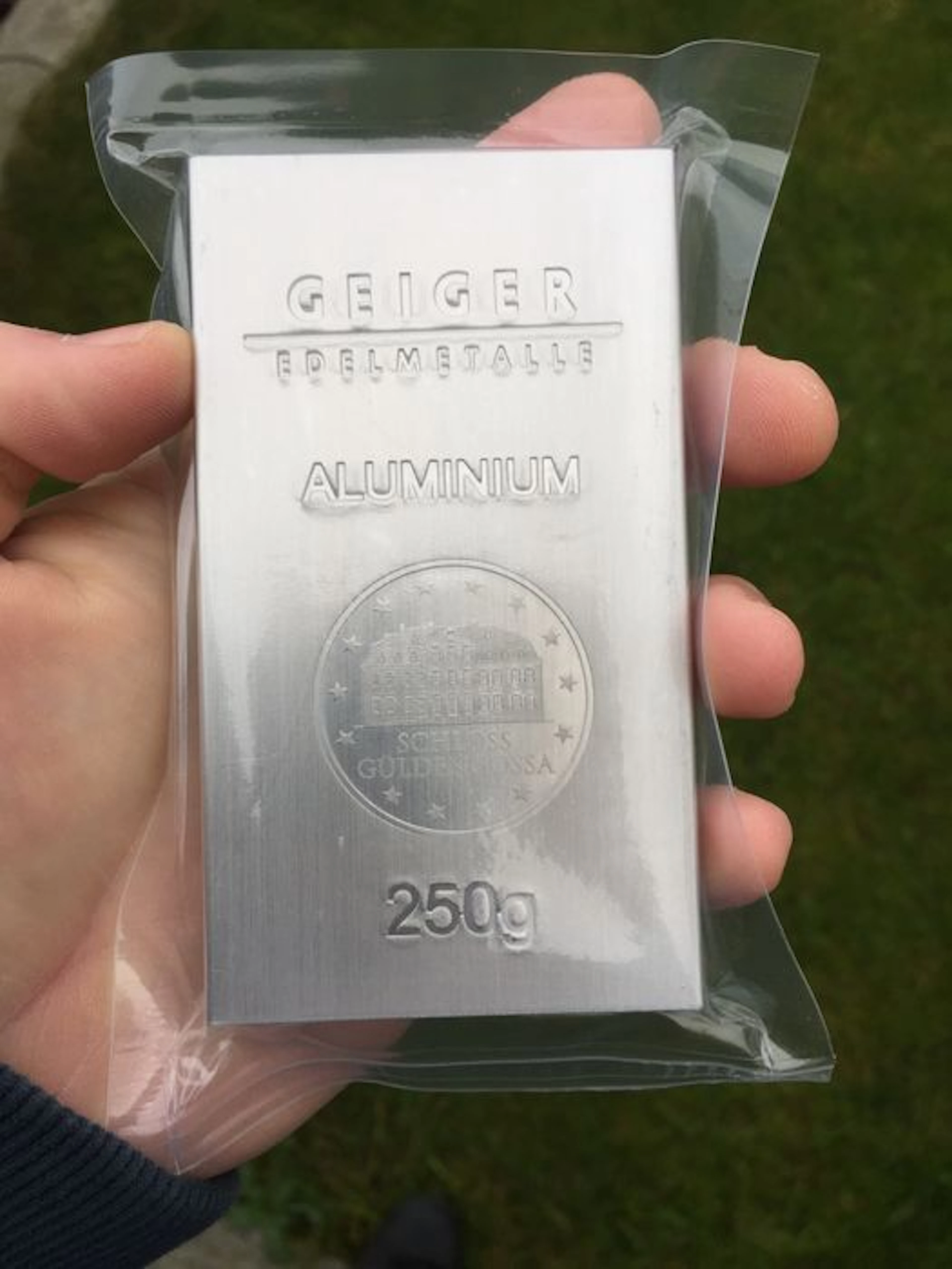Germany - 250 grams 999 0.5 kg - aluminium bar - Güldengossa castle design
