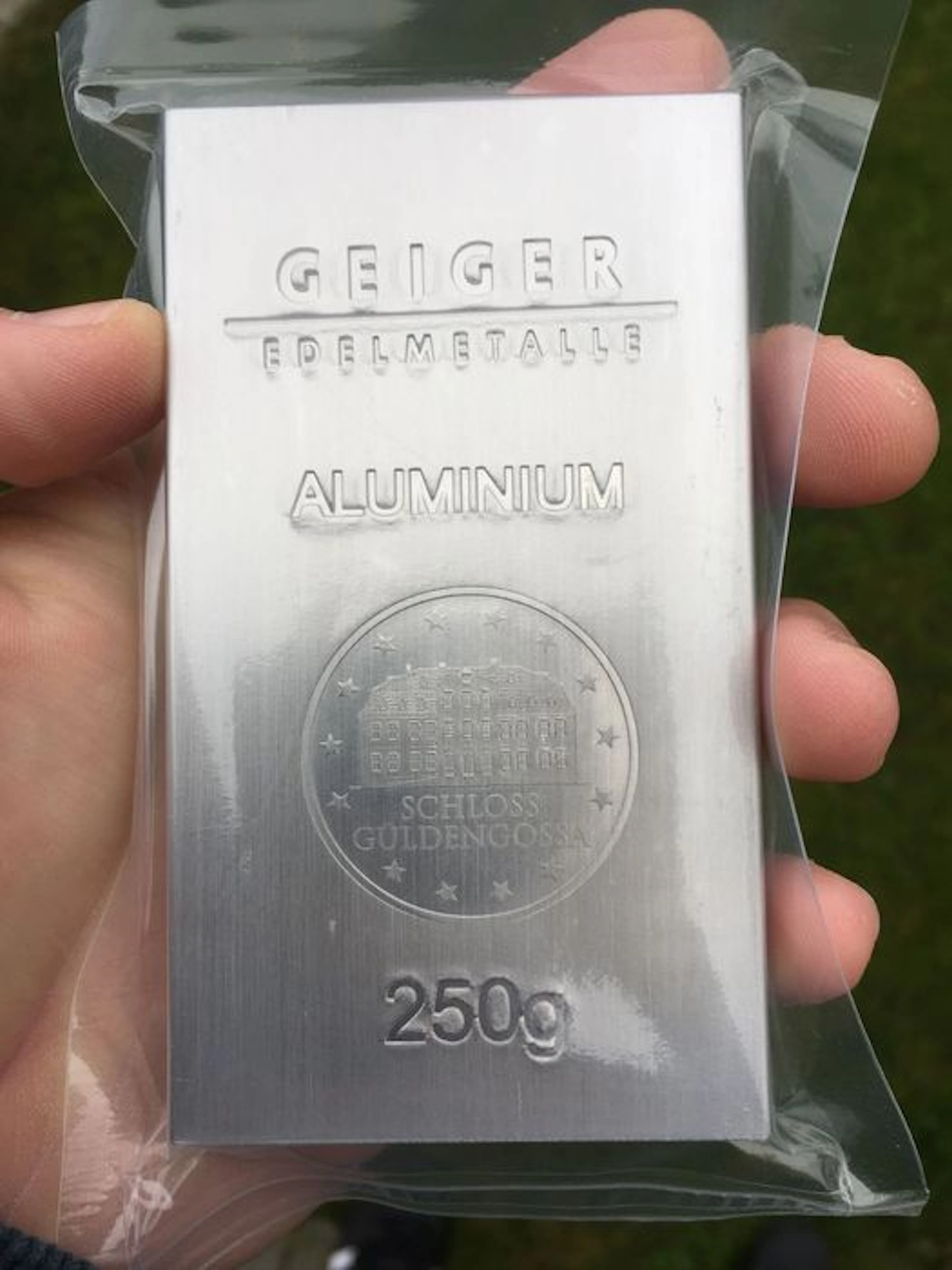 Germany - 250 grams 999 0.5 kg - aluminium bar - Güldengossa castle design