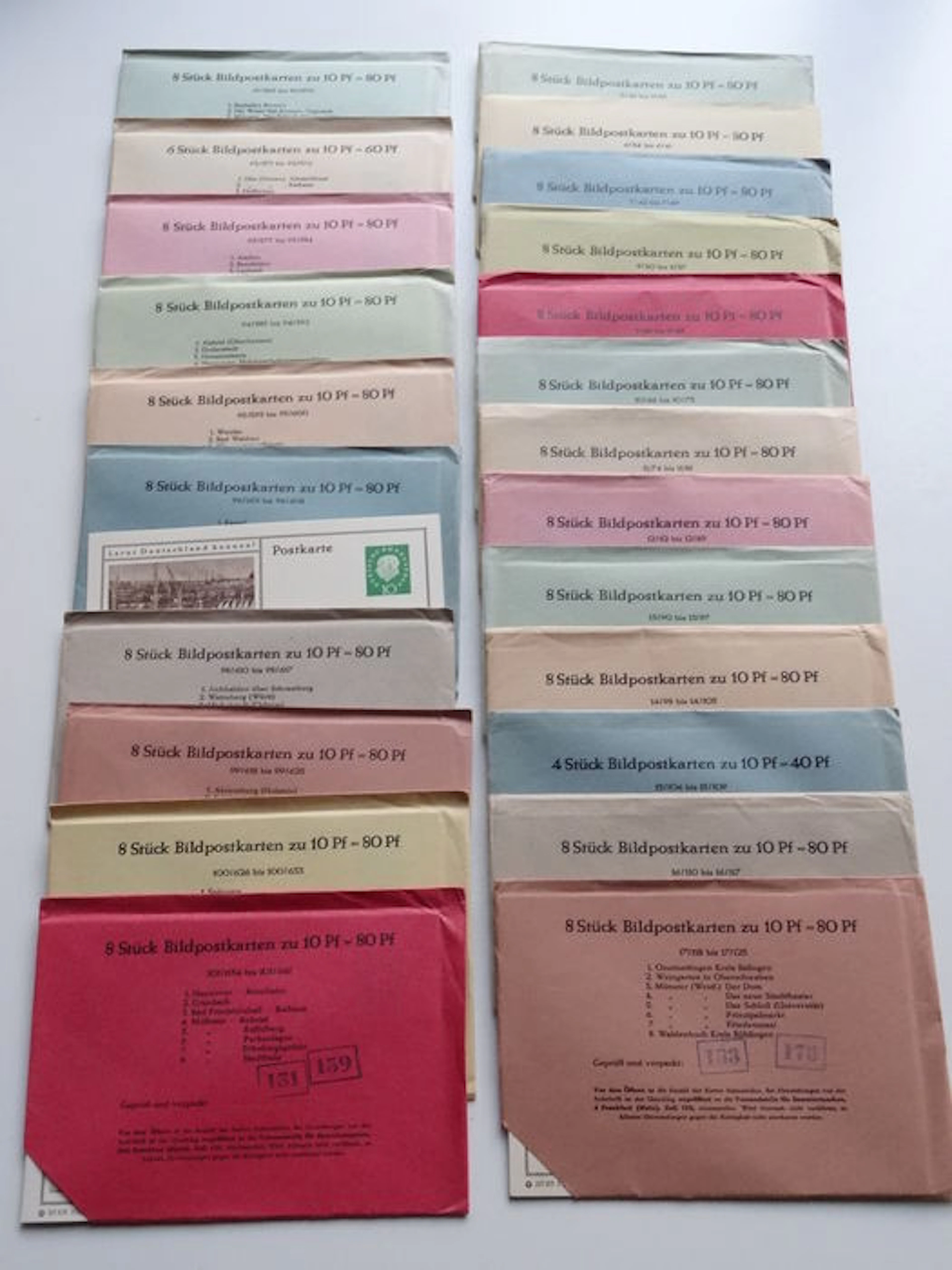 Federal Republic of Germany 1961/1962 - Two complete sets of "Bildpostkarten" in original packaging - Michel P53 and P72