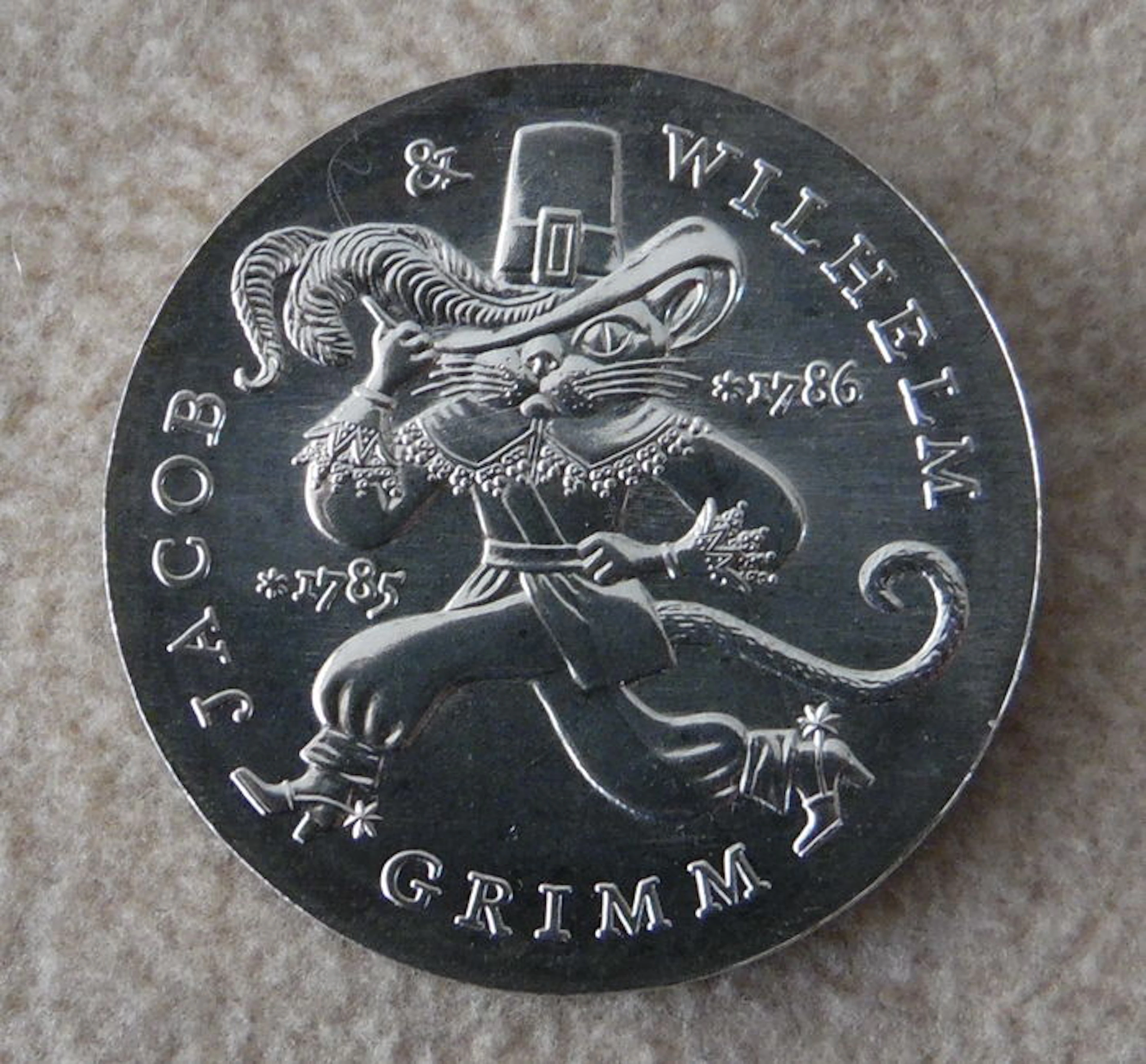 GDR of East Germany - 20 Mark 1986 for the 200th Birthday of the Brothers Grimm - silver