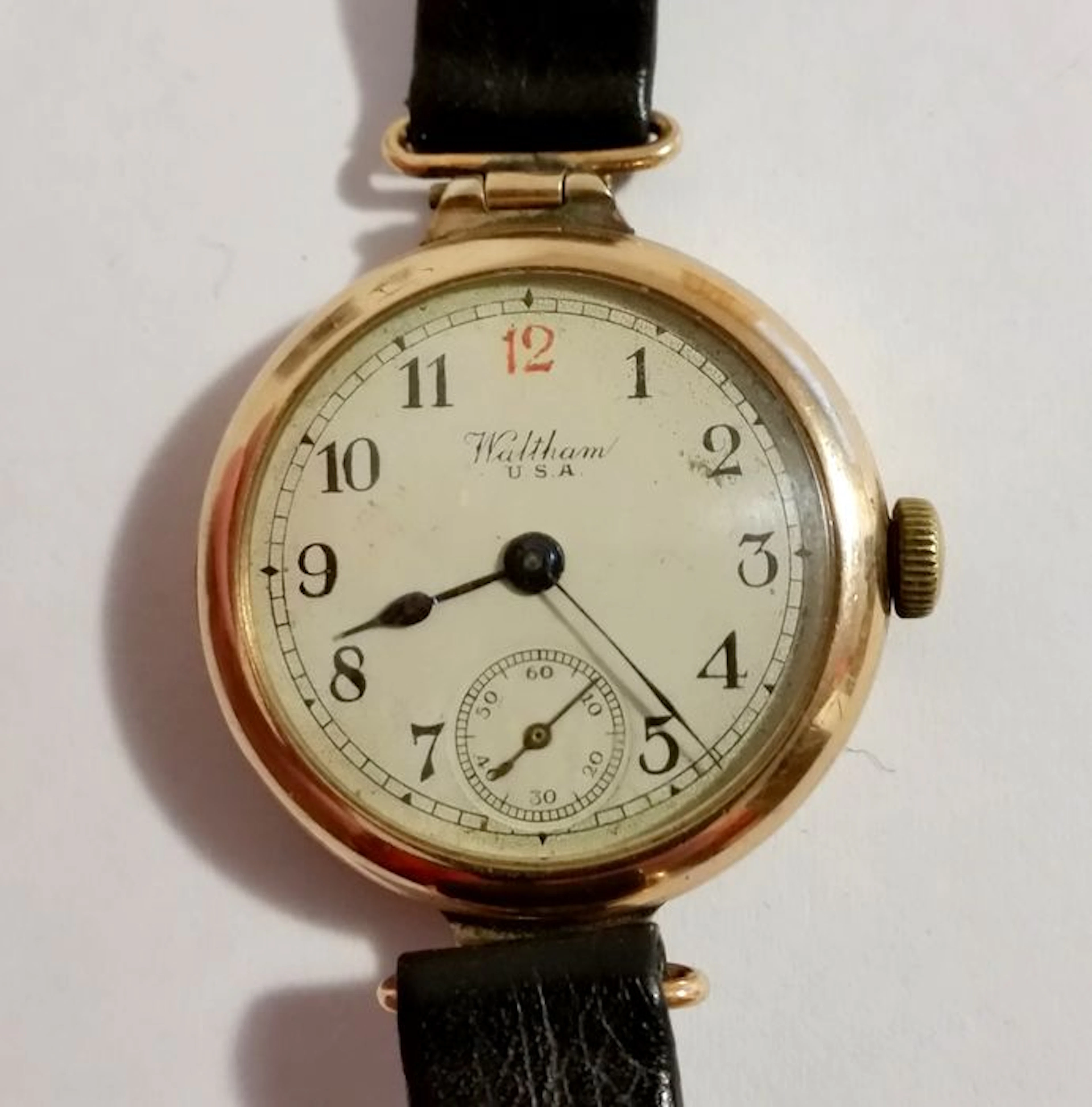 WALTHAM USA - Gold Massiv Armbanduhr-1927