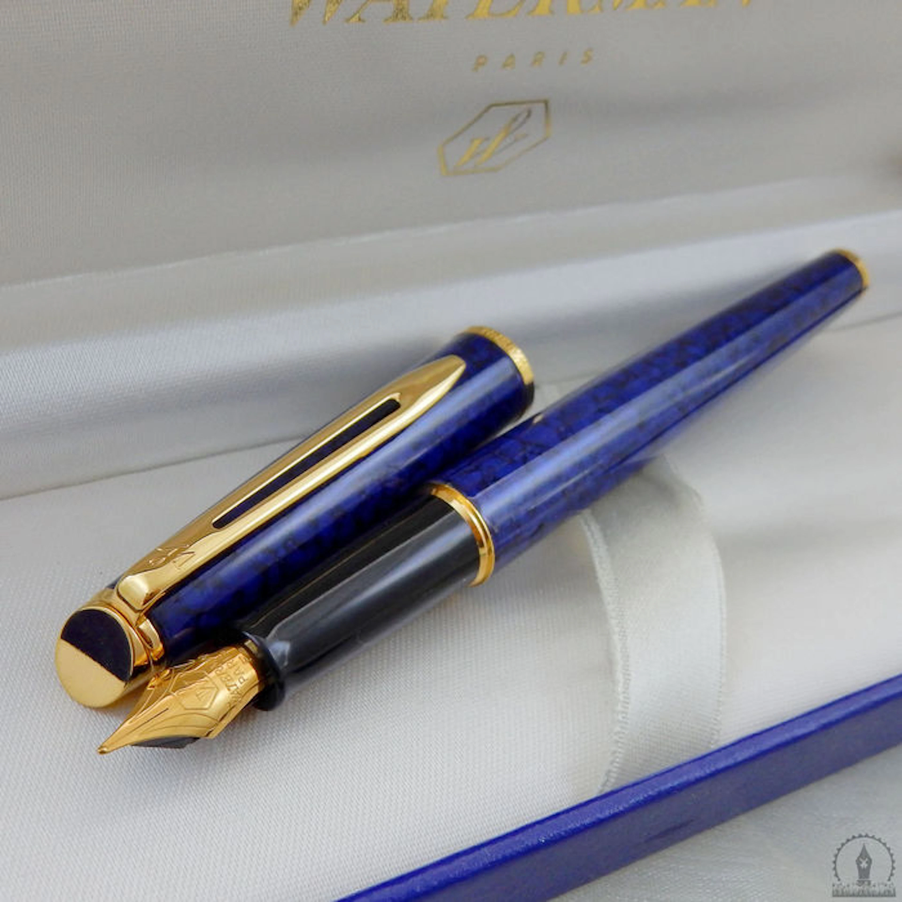 Waterman Hemisphere Blue Marble Lacquer GT Fountain Pen | New Old Stock / In Mint Condition