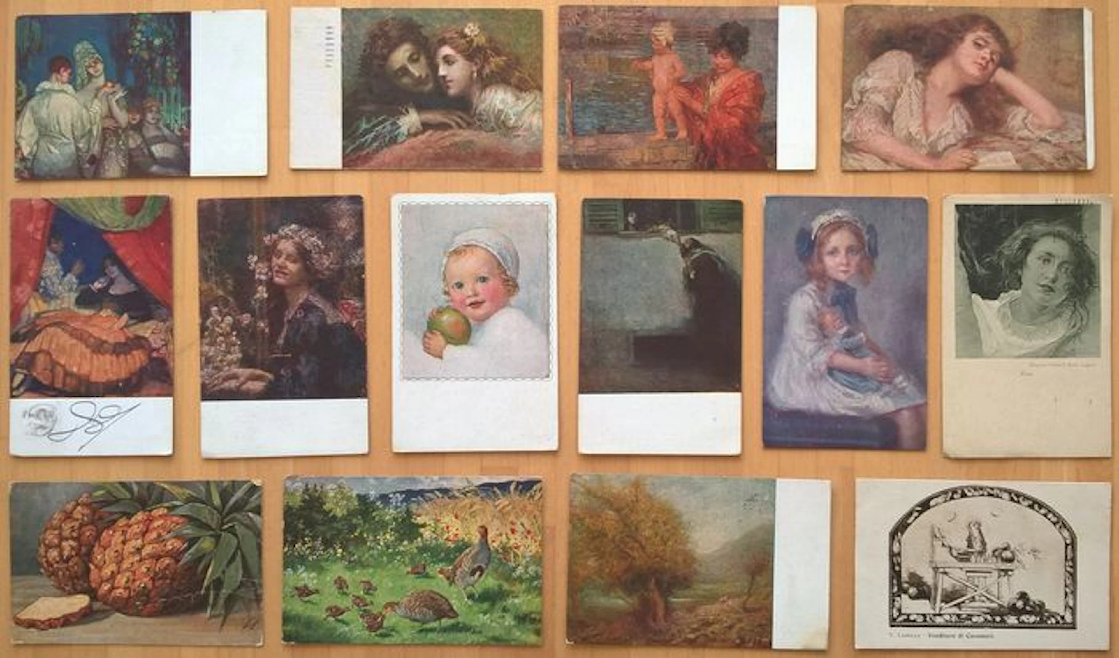 Italy and France - 1920-1930 - 42 postcards of artwork and landscapes